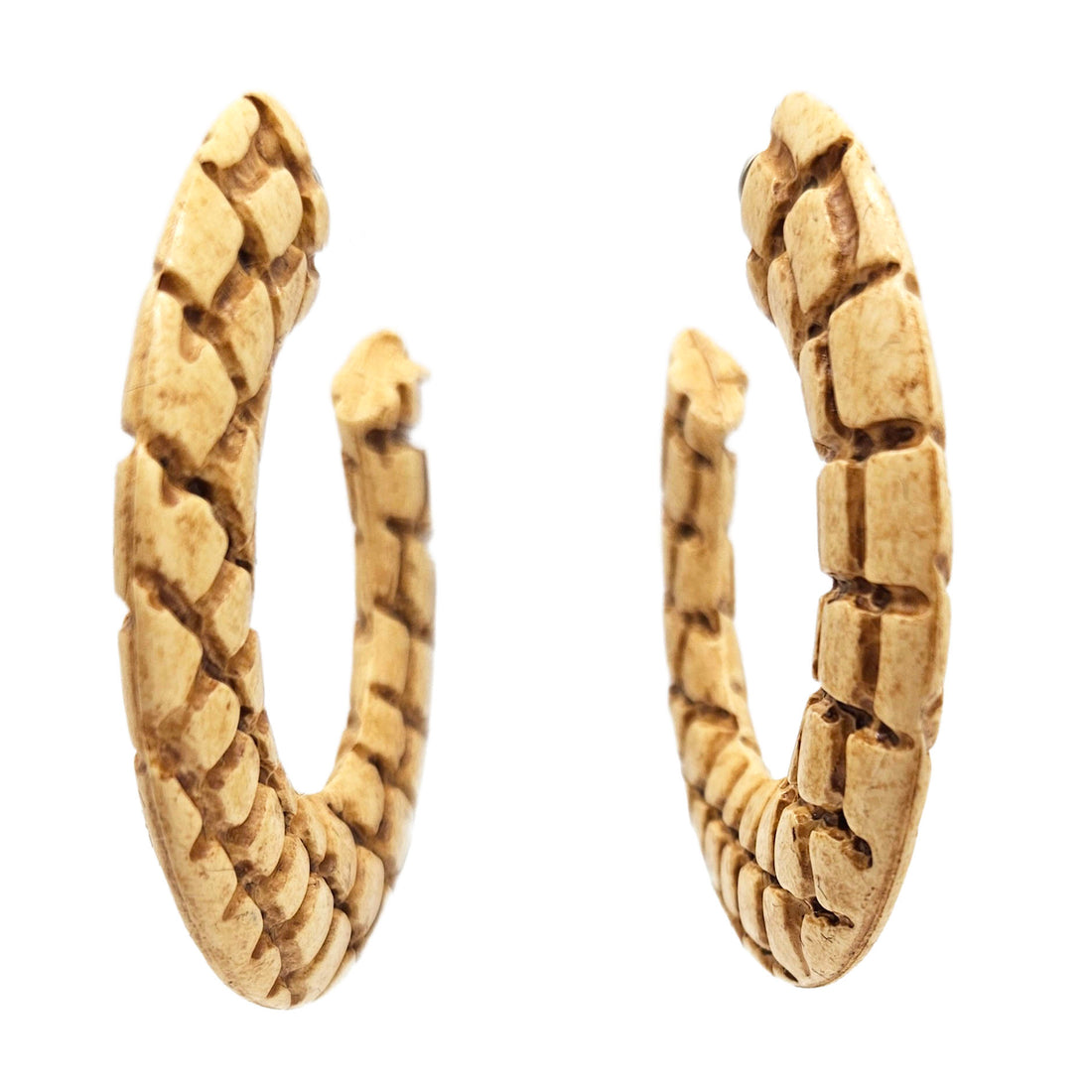 Vintage Archives: Carved Mosaic Hoop Earrings