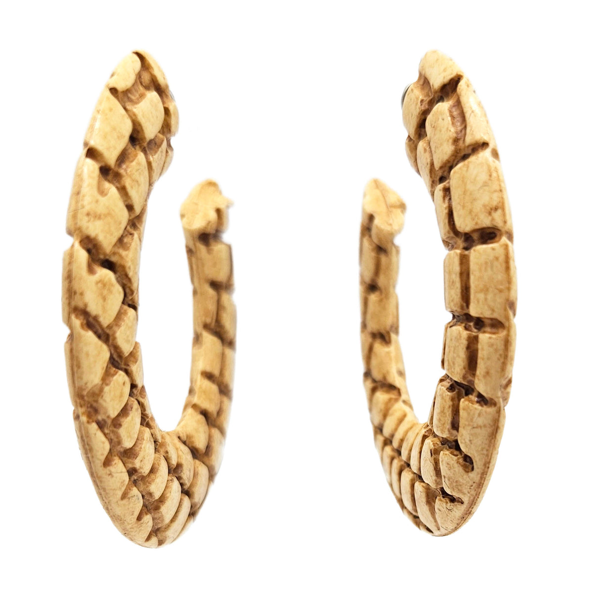 Vintage Archives: Carved Mosaic Hoop Earrings