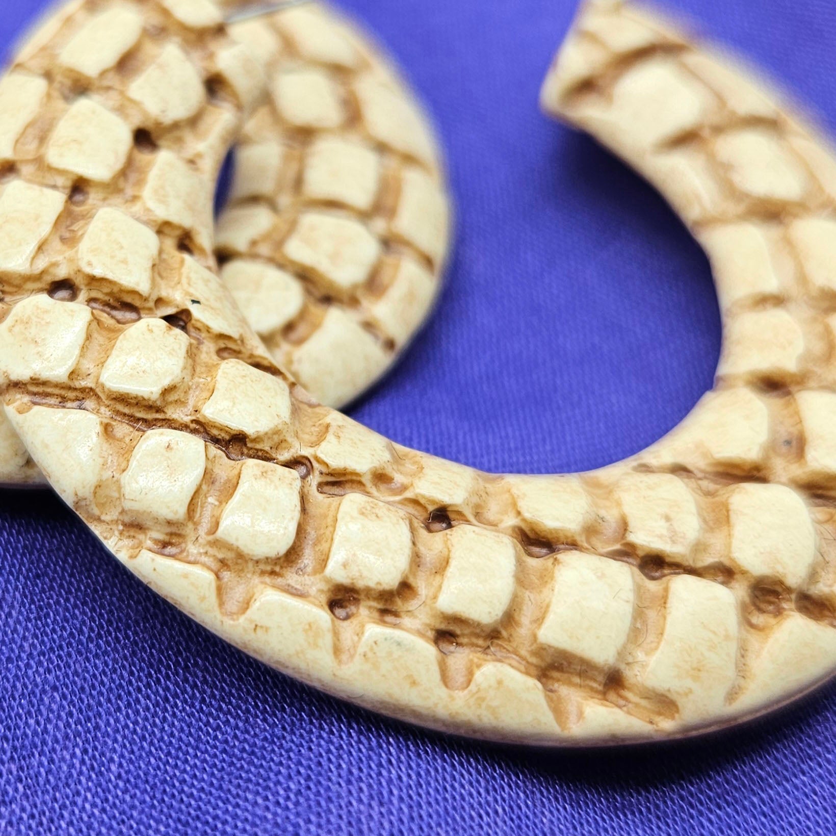Vintage Archives: Carved Mosaic Hoop Earrings