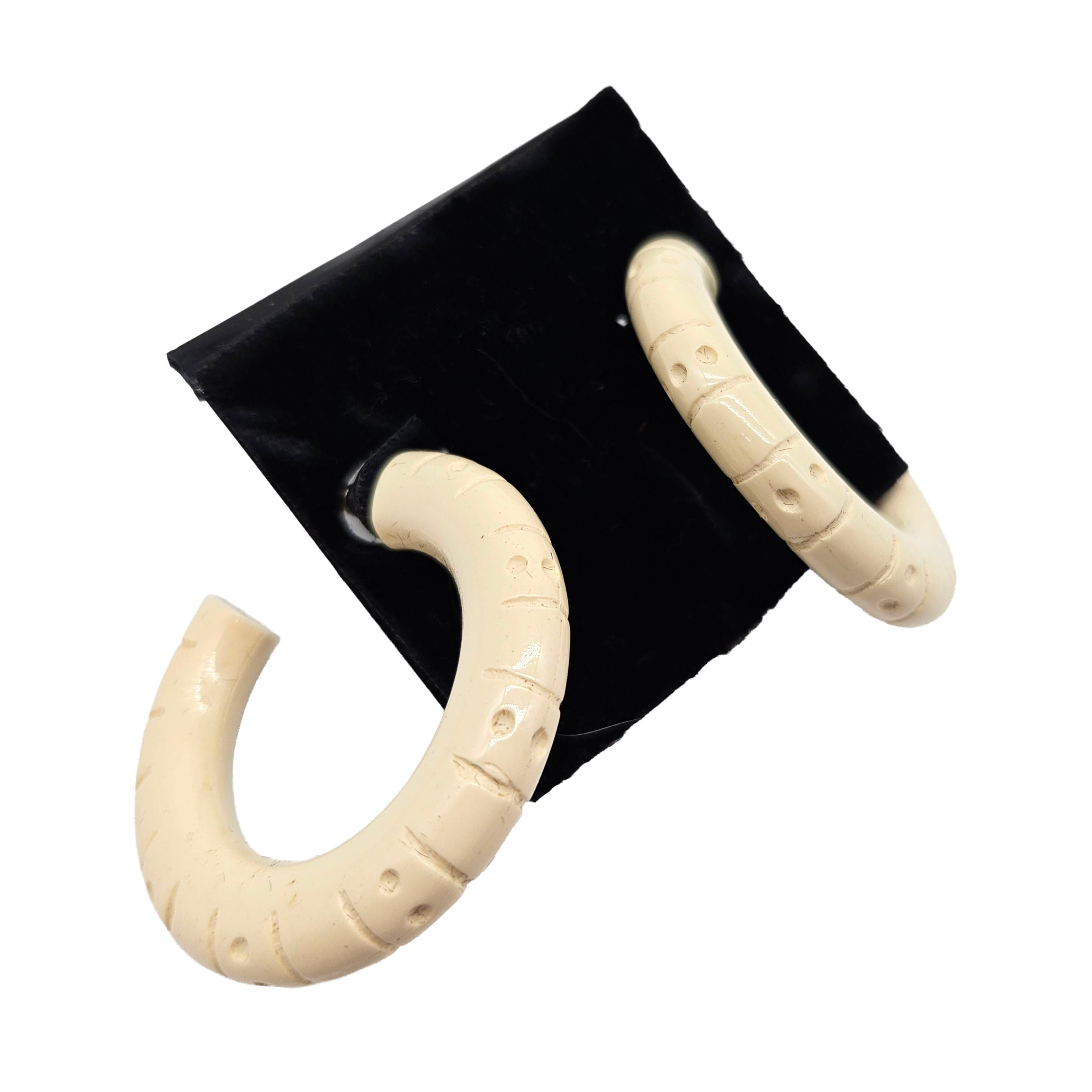 Vintage Archives: Carved Cream Vintage Hoop Earrings