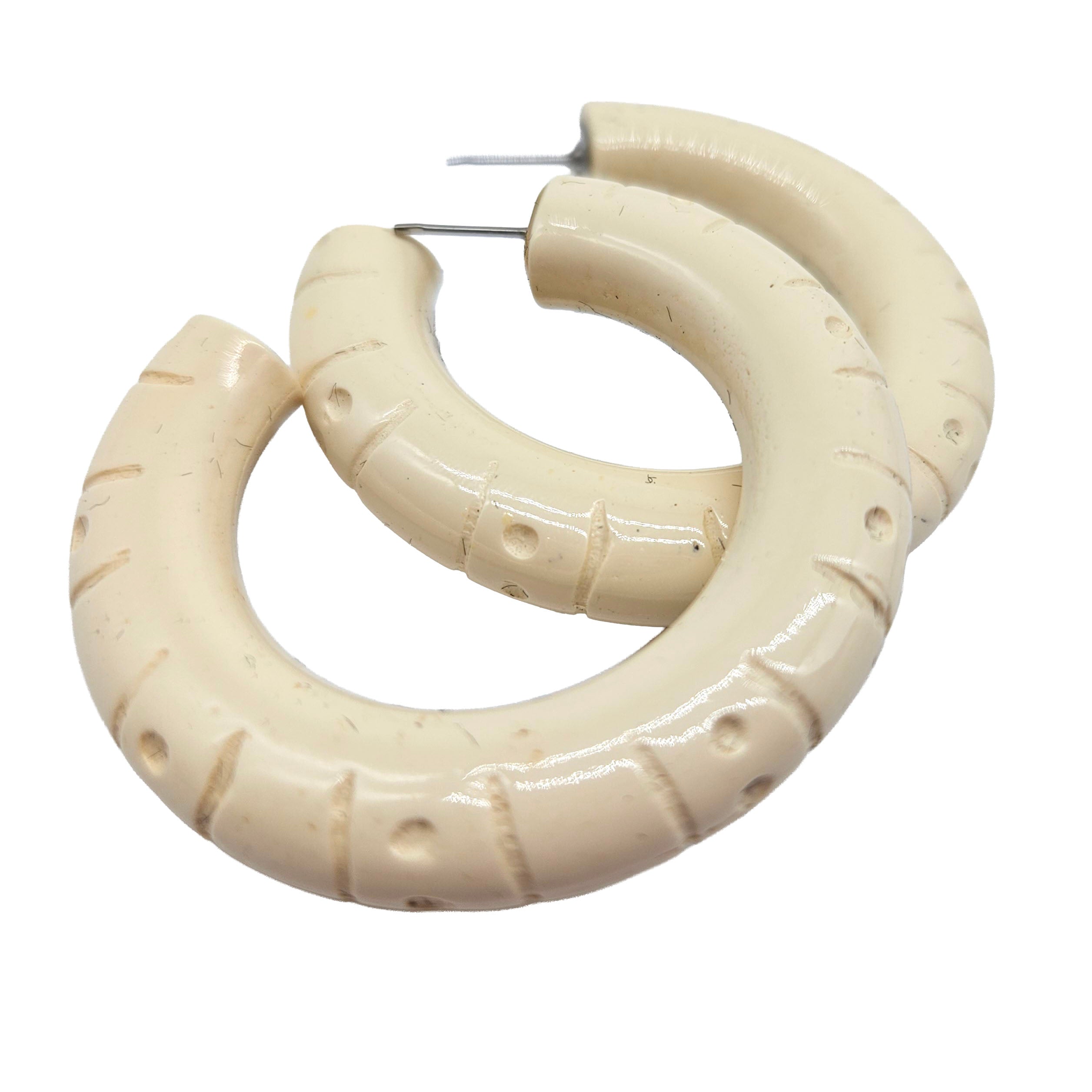 Vintage Archives: Carved Cream Vintage Hoop Earrings
