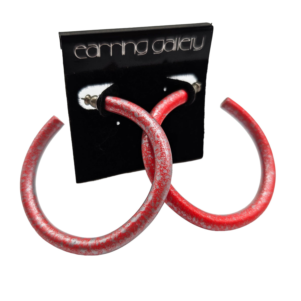 Vintage Archives: Silver Wash Red Vintage Hoop Earrings