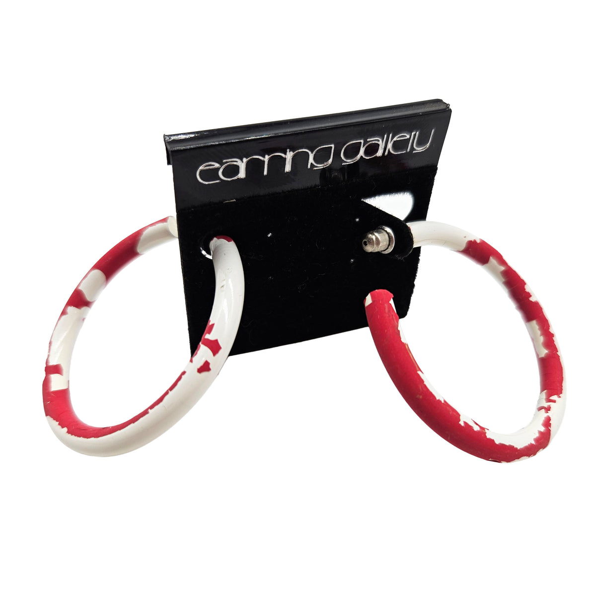 Vintage Archives: Painted Red and White Vintage Hoop Earrings