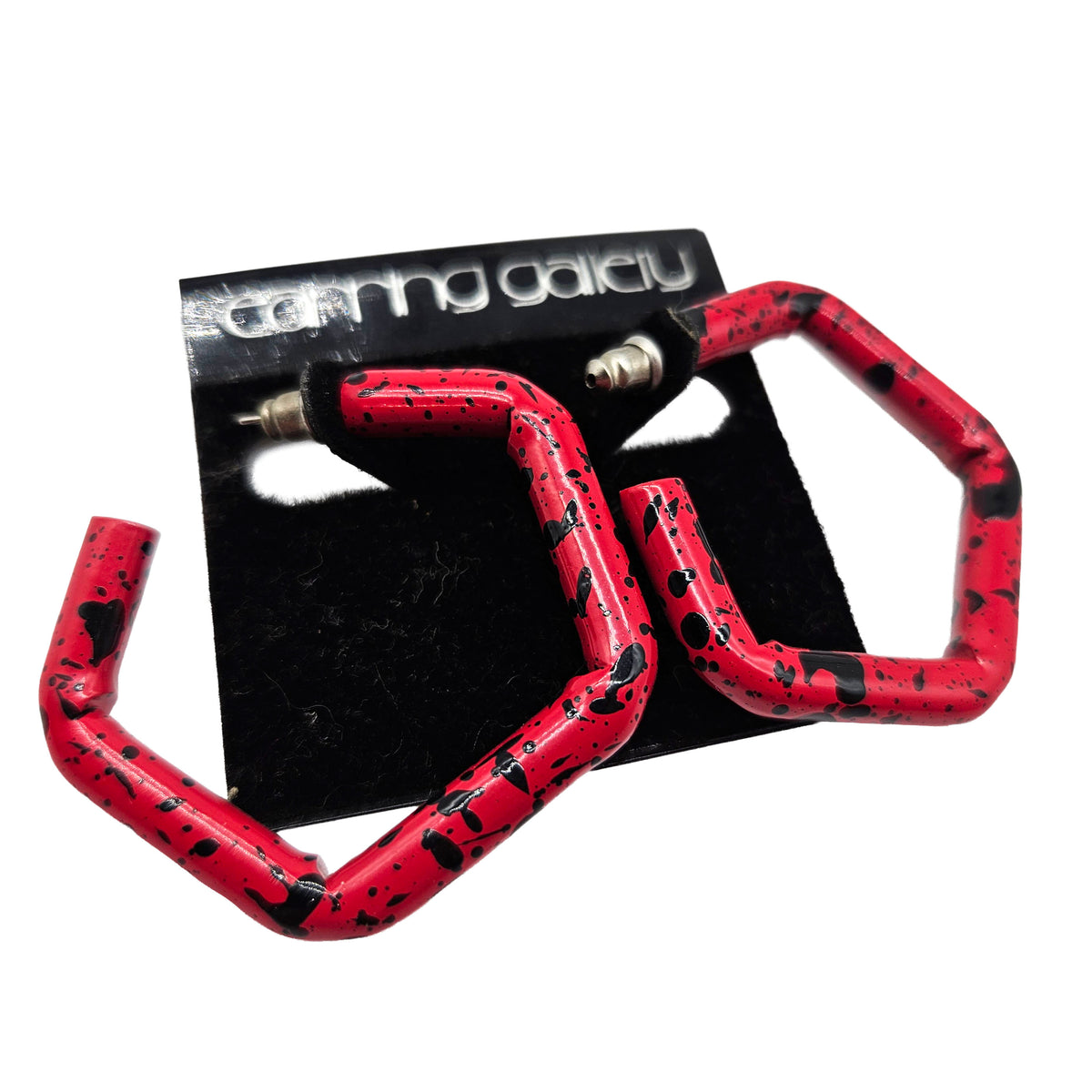 Vintage Archives: Redline Splatter Geometric Hoop Earrings