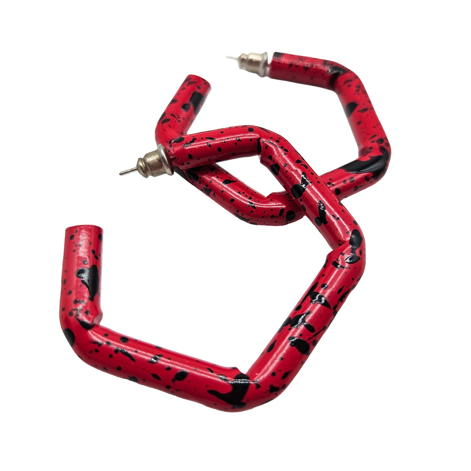 Vintage Archives: Redline Splatter Geometric Hoop Earrings