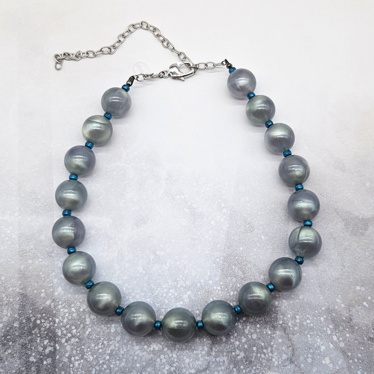 Silver Teal Haze Marco Necklace