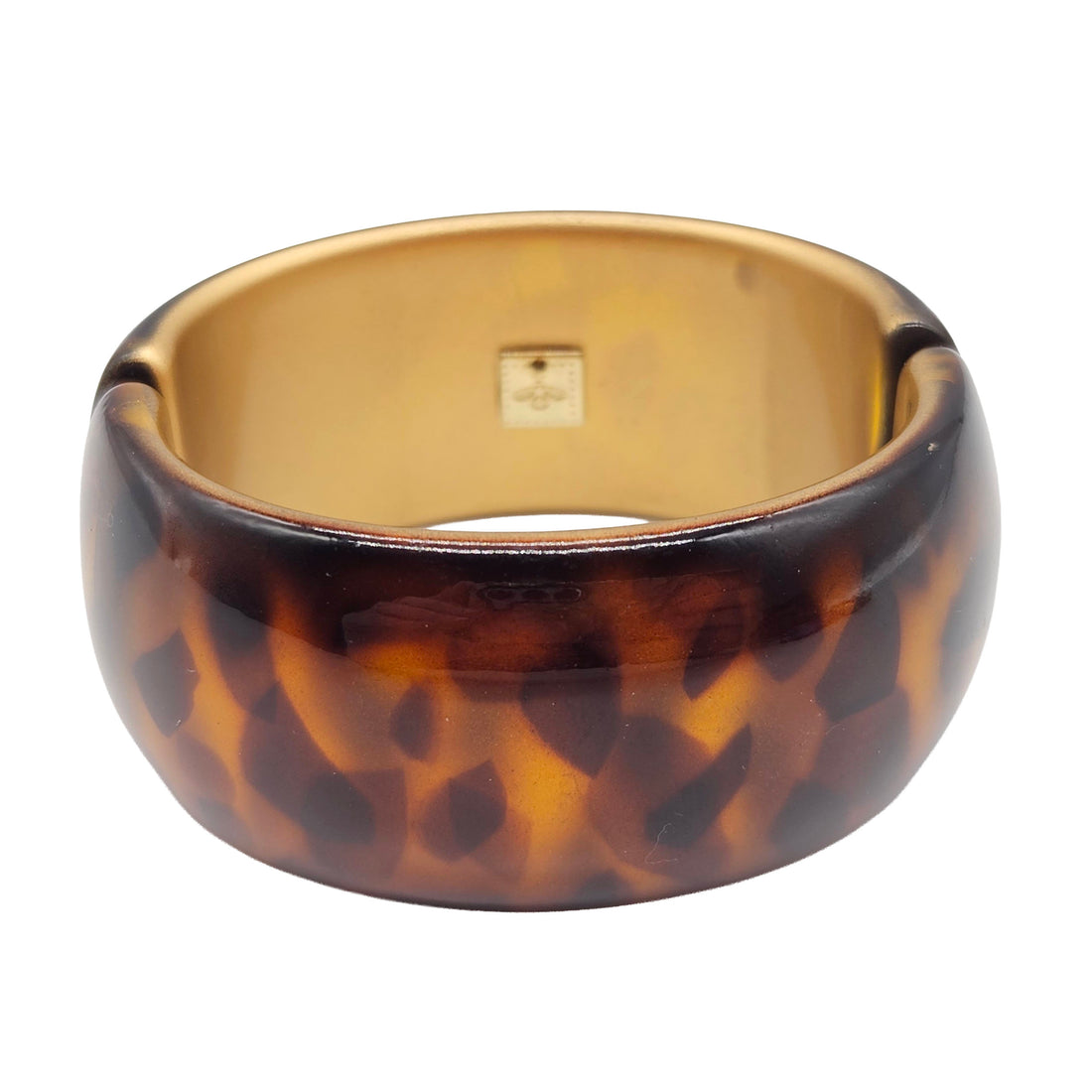Tortoise Spotted with Gold Lining – Vintage Lucite Clamper Bracelet