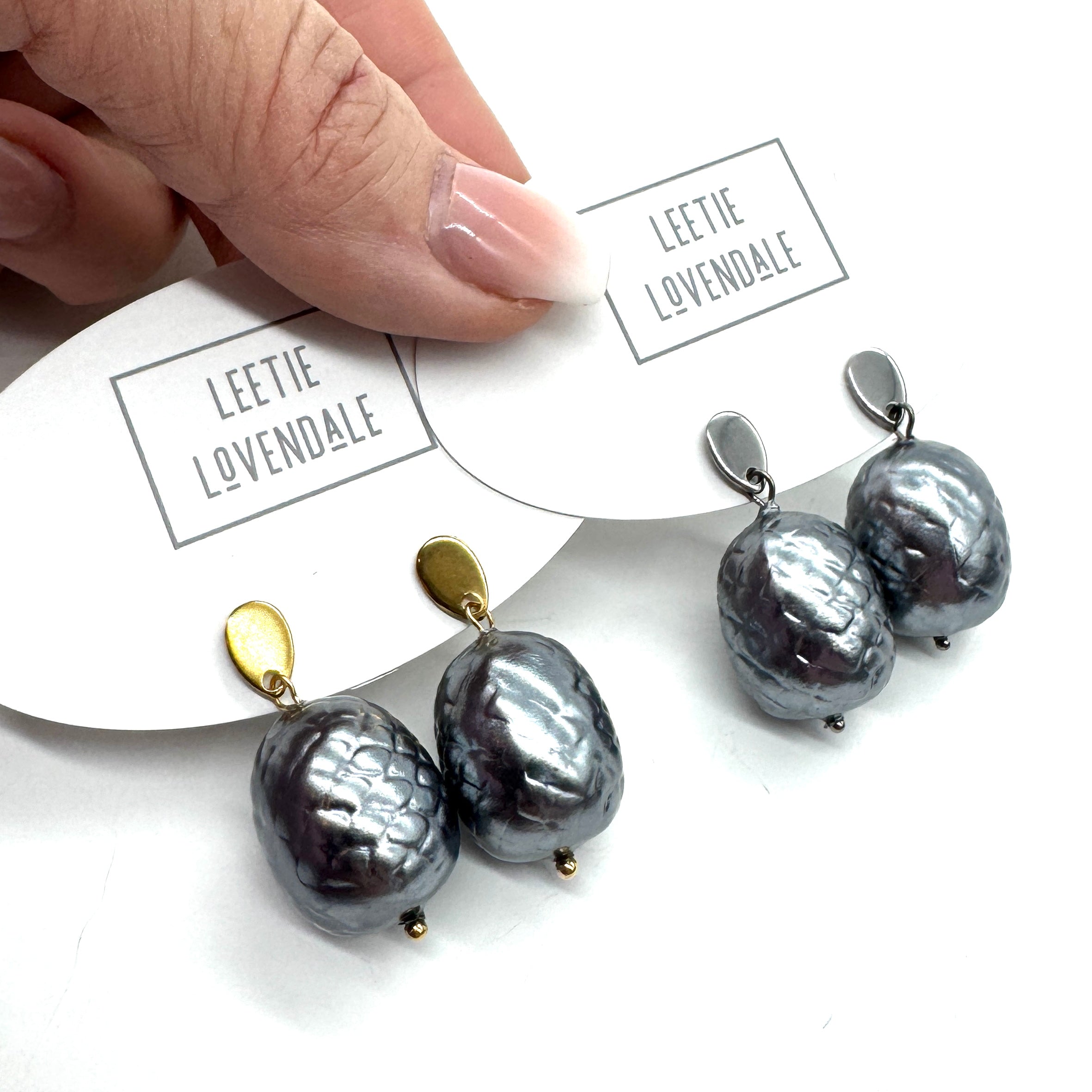 Pewter Acorn Pearl Drop Earrings