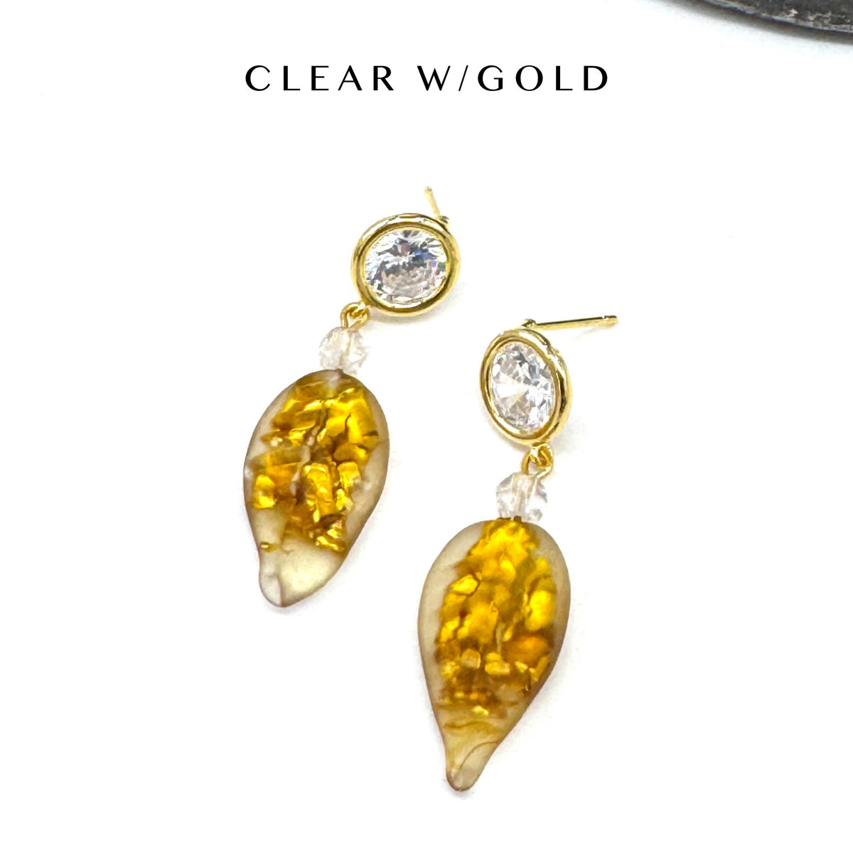 Shimmer Glass Leaf Earrings