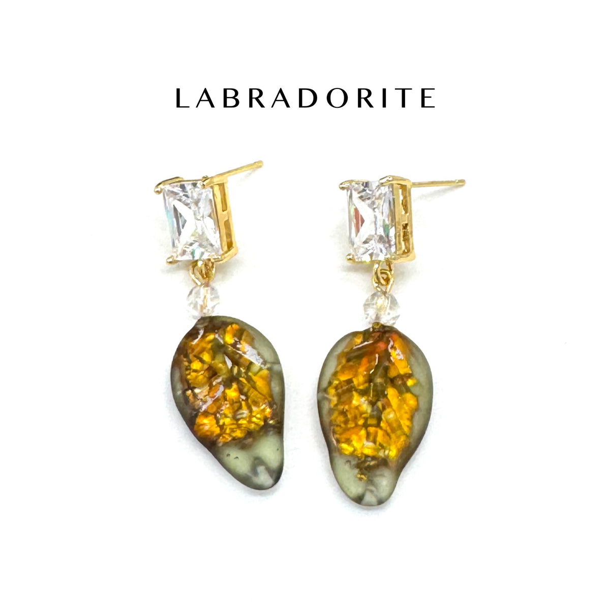 Shimmer Glass Leaf Earrings