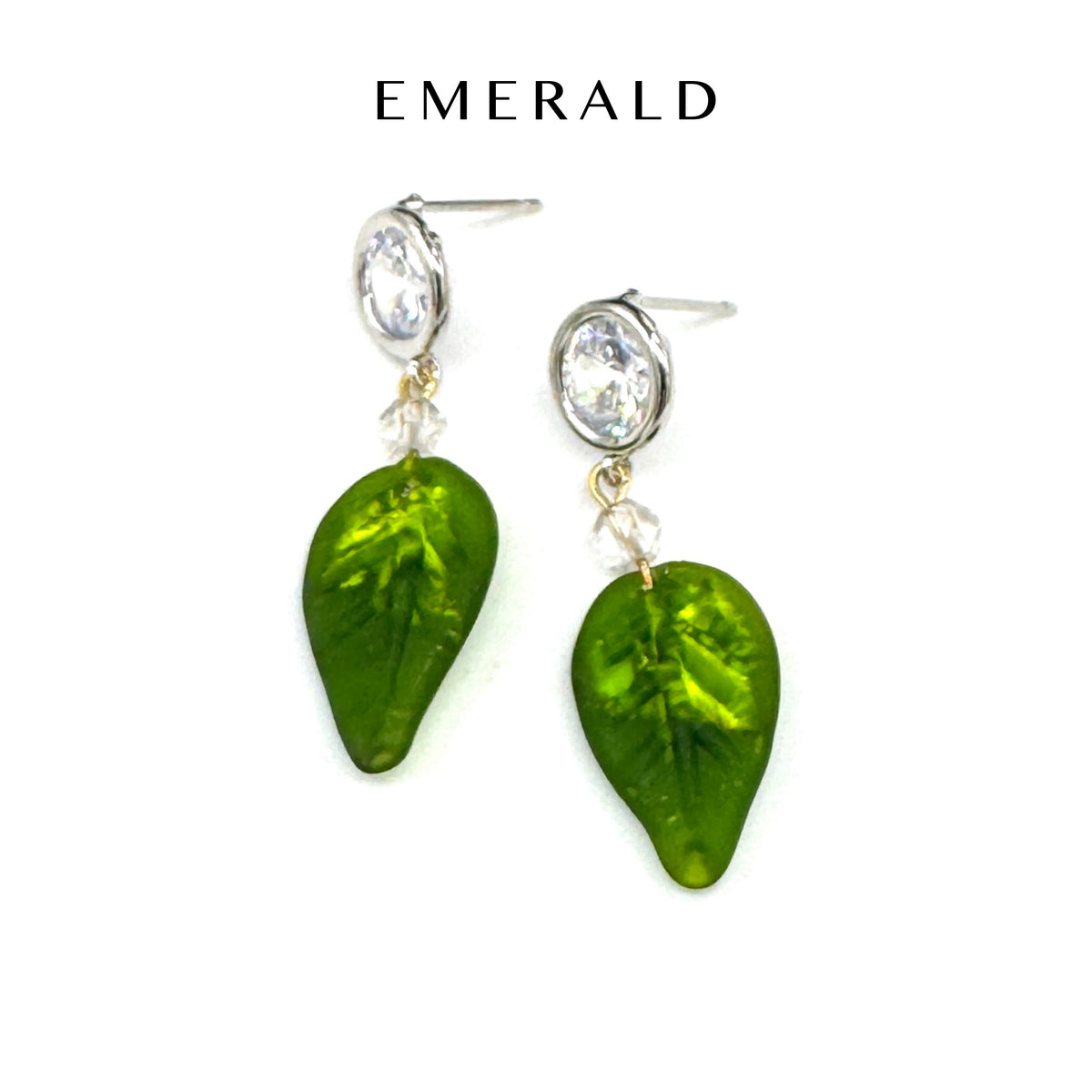 Shimmer Glass Leaf Earrings