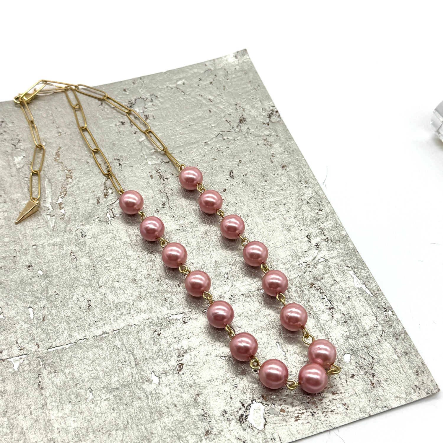 Pink Pearls For The Girls Half Chain Necklace