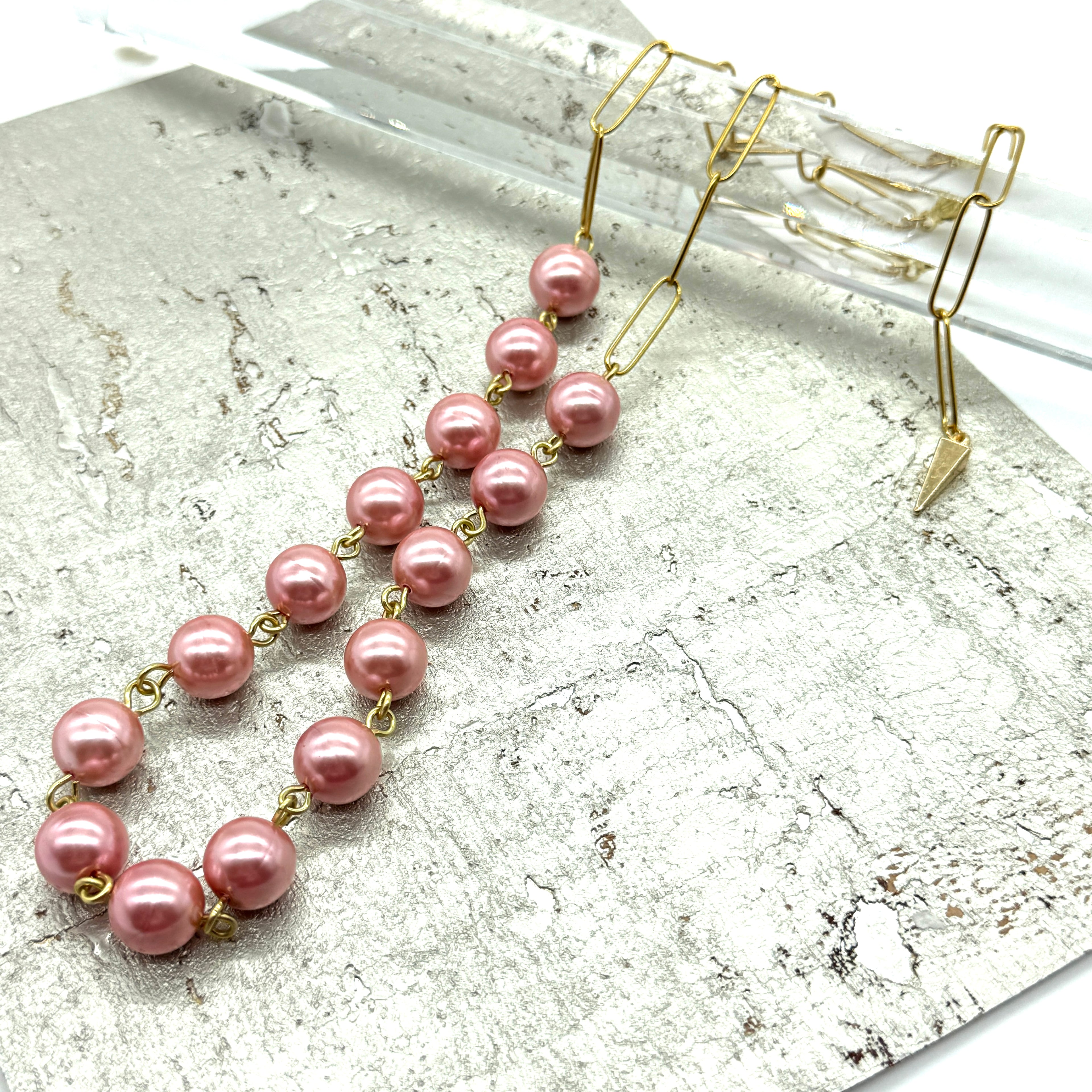 Pink Pearls For The Girls Half Chain Necklace