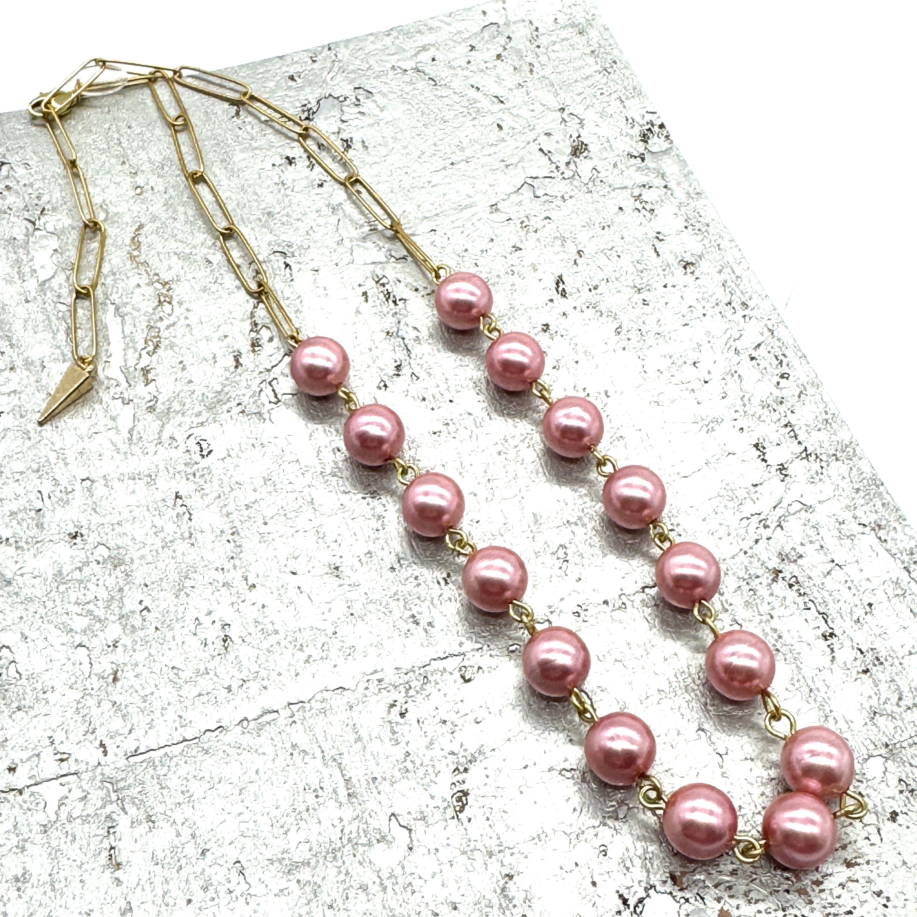 Pink Pearls For The Girls Half Chain Necklace