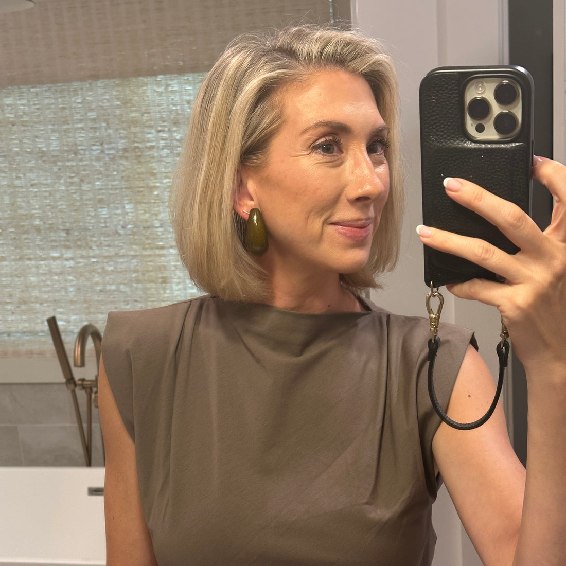 Chunky Deep Jade Speckled Hoop Stud Earrings