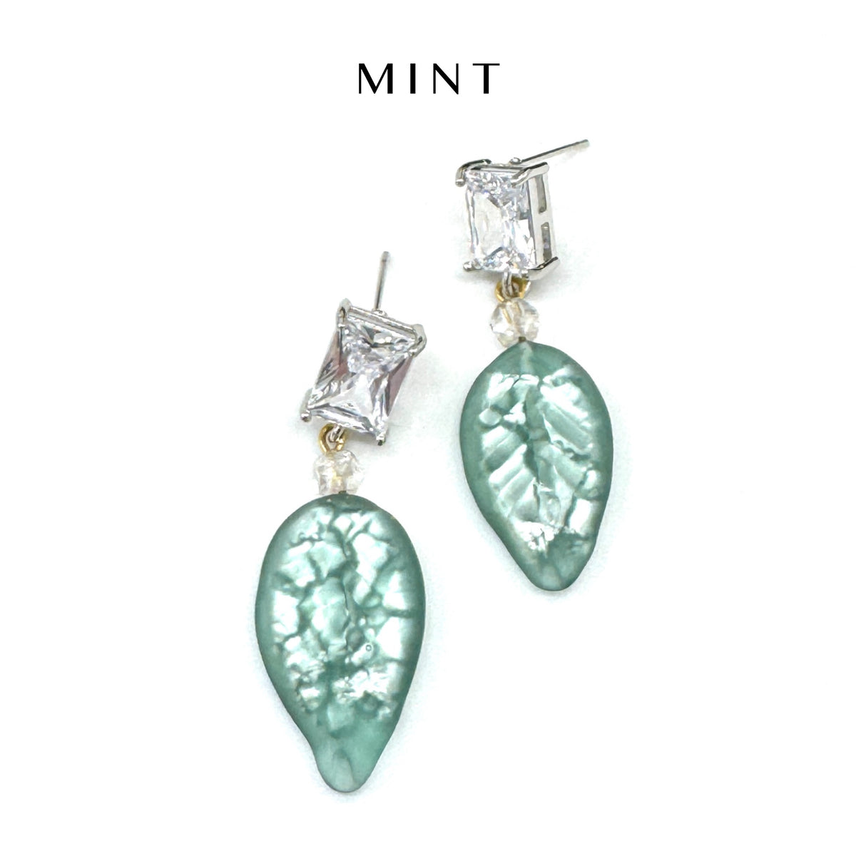 Shimmer Glass Leaf Earrings