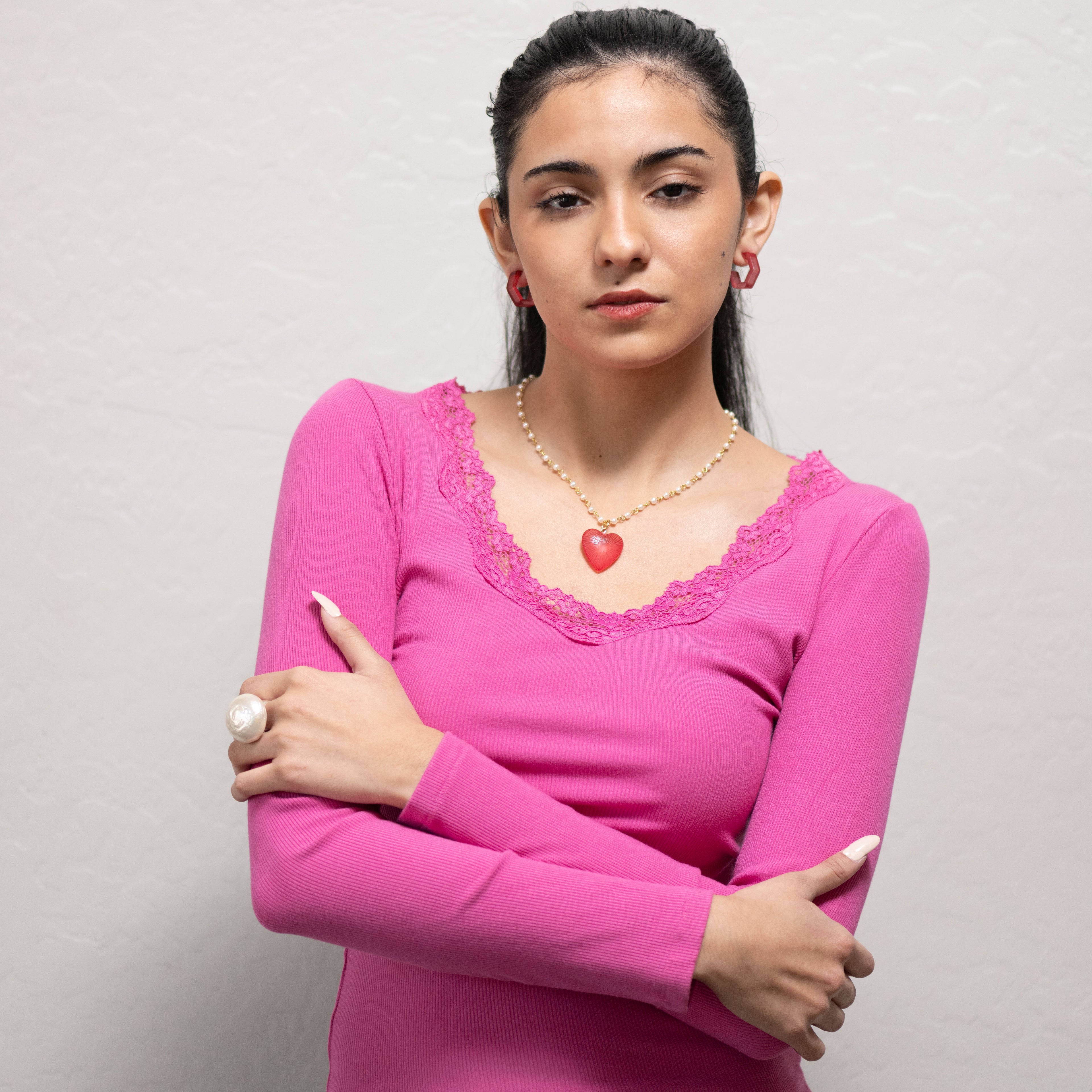White Jumbo Organic Cotton Pearl Cocktail Ring