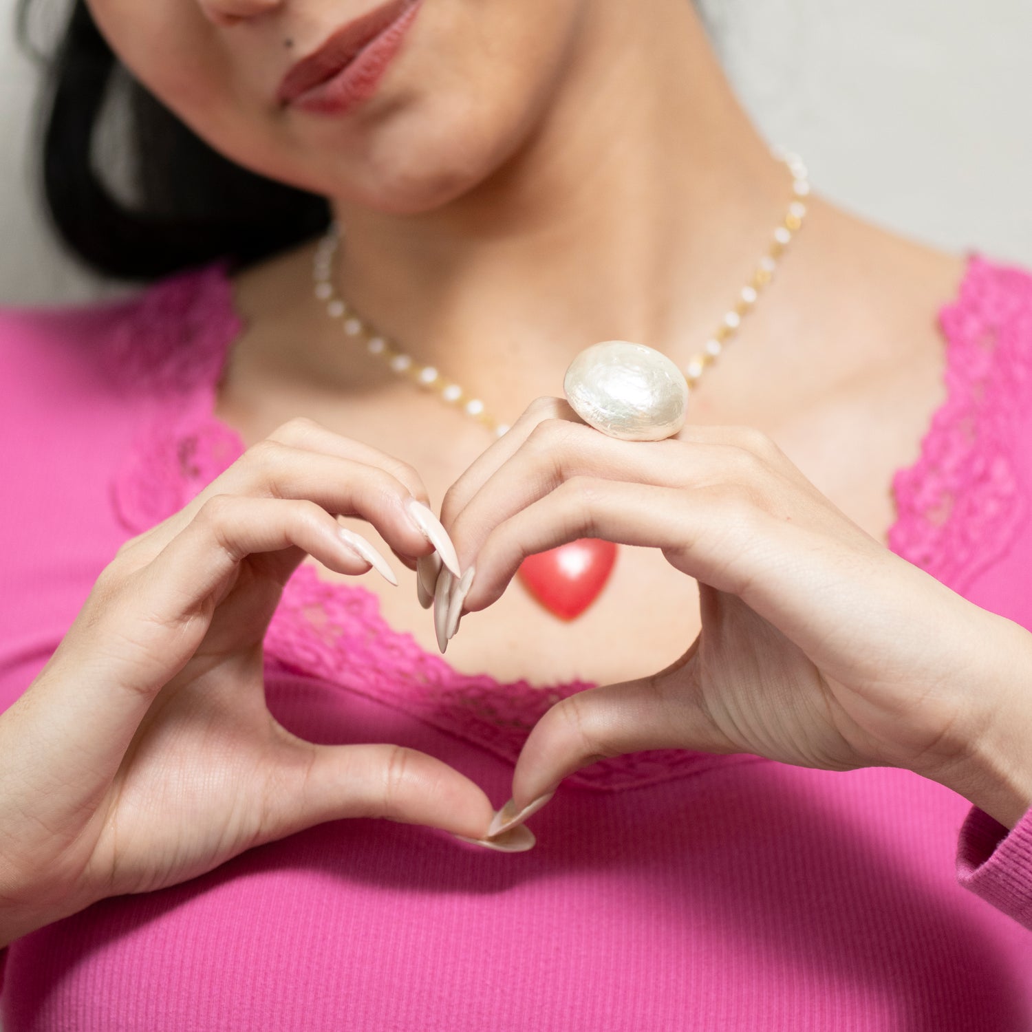 White Jumbo Organic Cotton Pearl Cocktail Ring