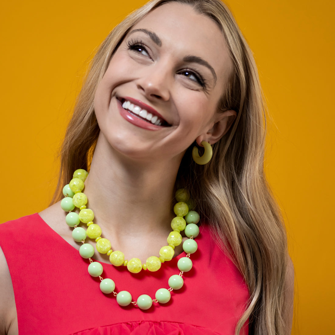 Neon Yellow Crackle Marco Necklace