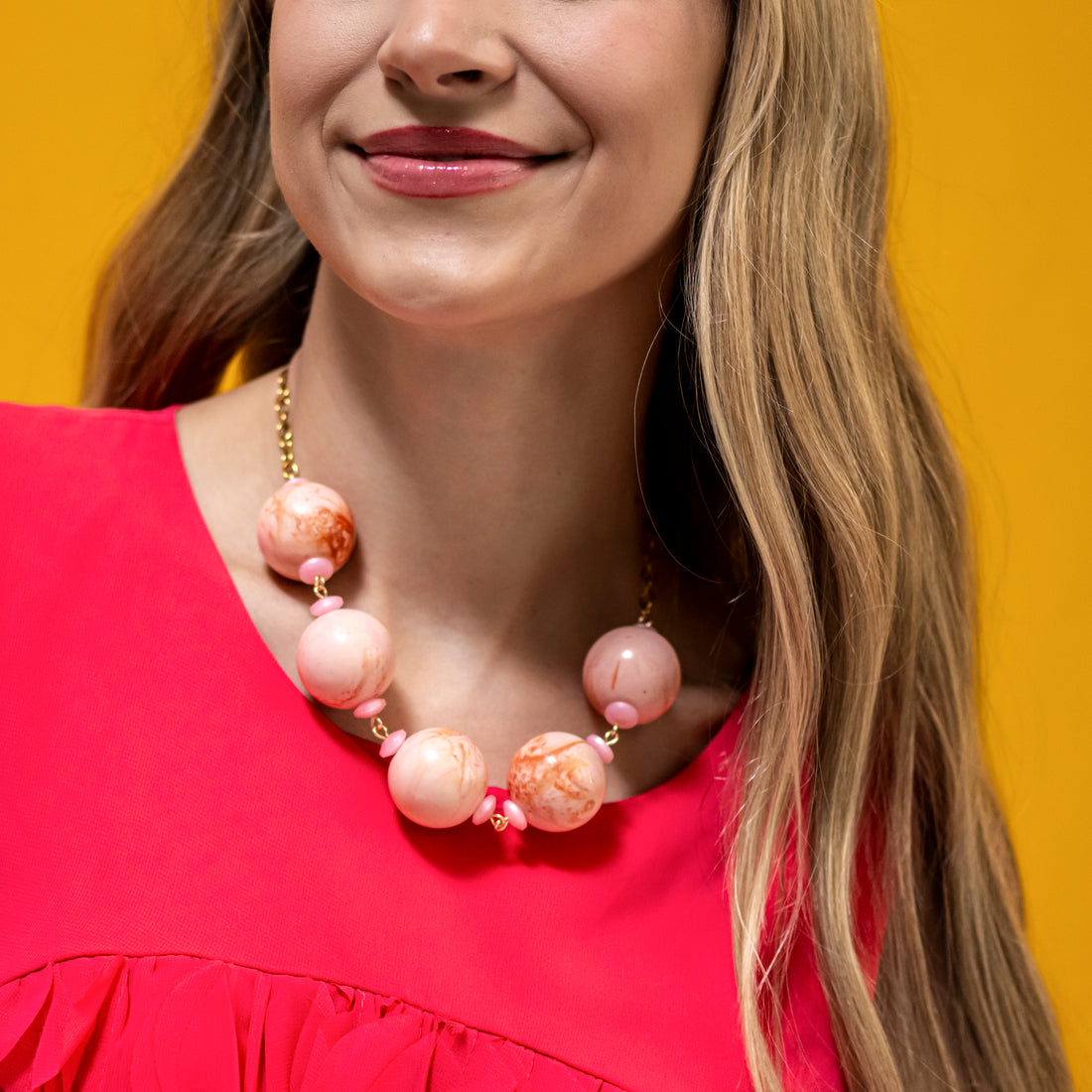 Peaches &amp; Cream Orb Necklace