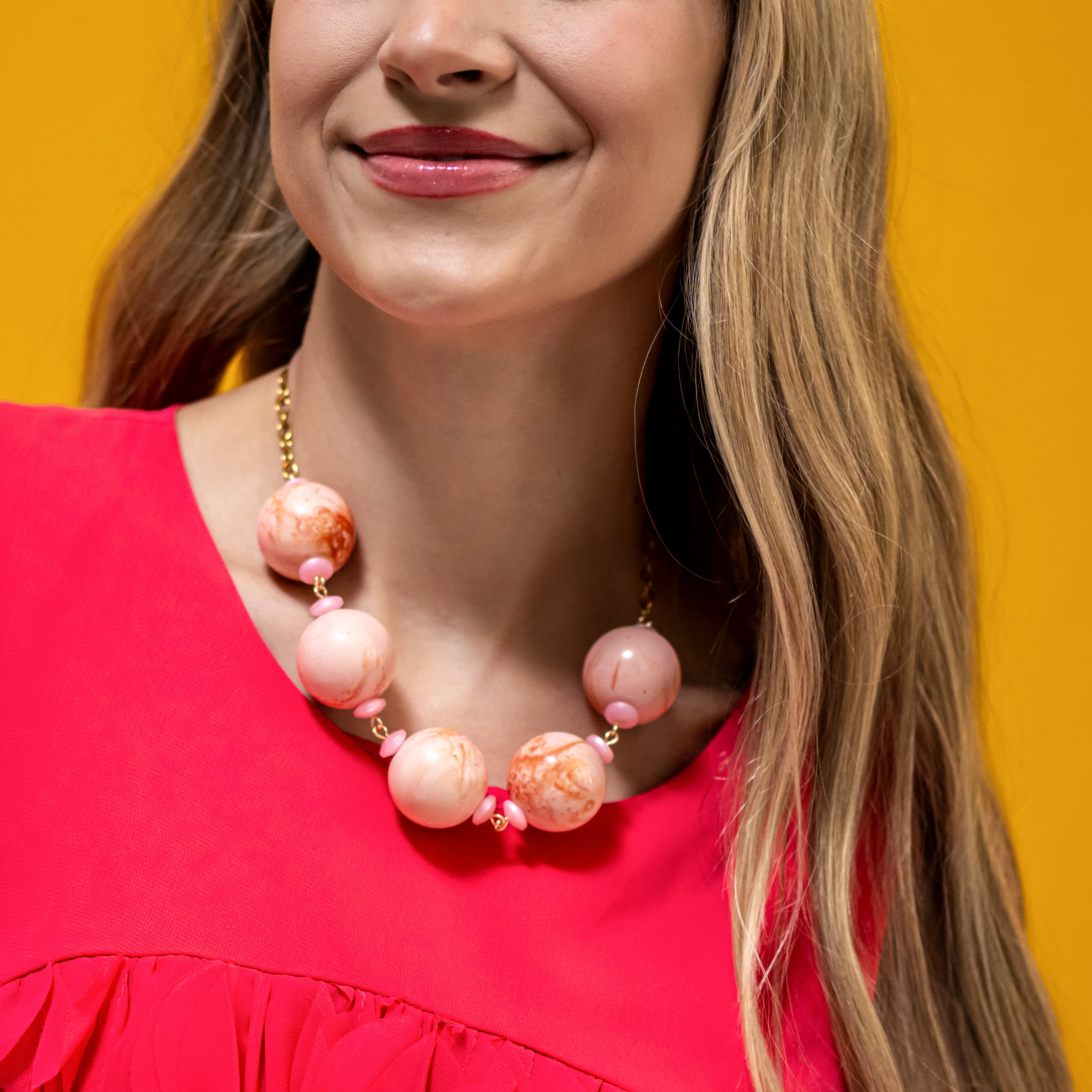 Peaches &amp; Cream Orb Necklace