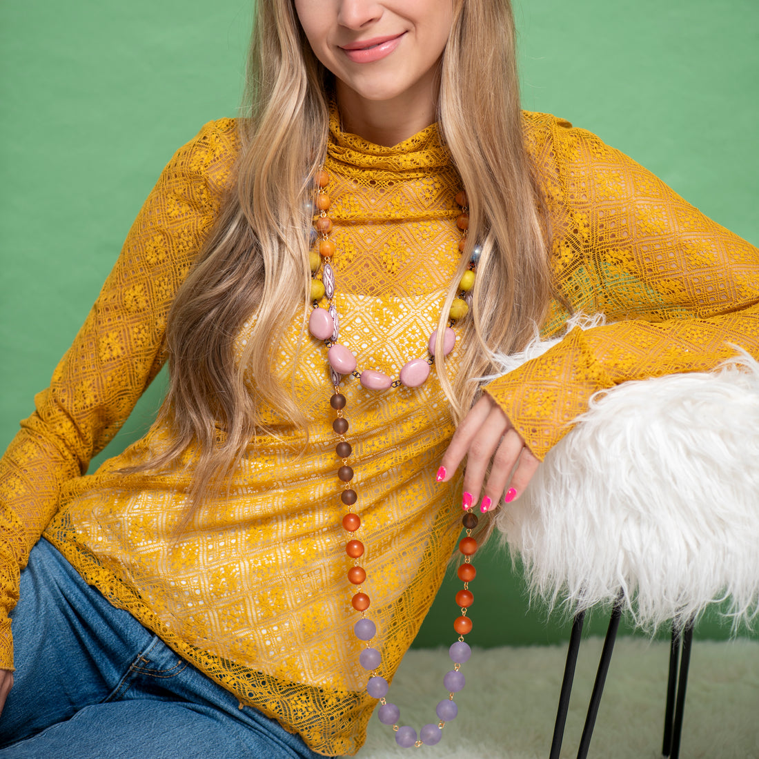 Periwinkle Copper Rosary-Chained Rope Necklace