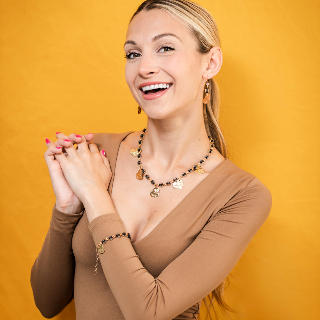 Midnight Gilded Hearts Amelia Necklace