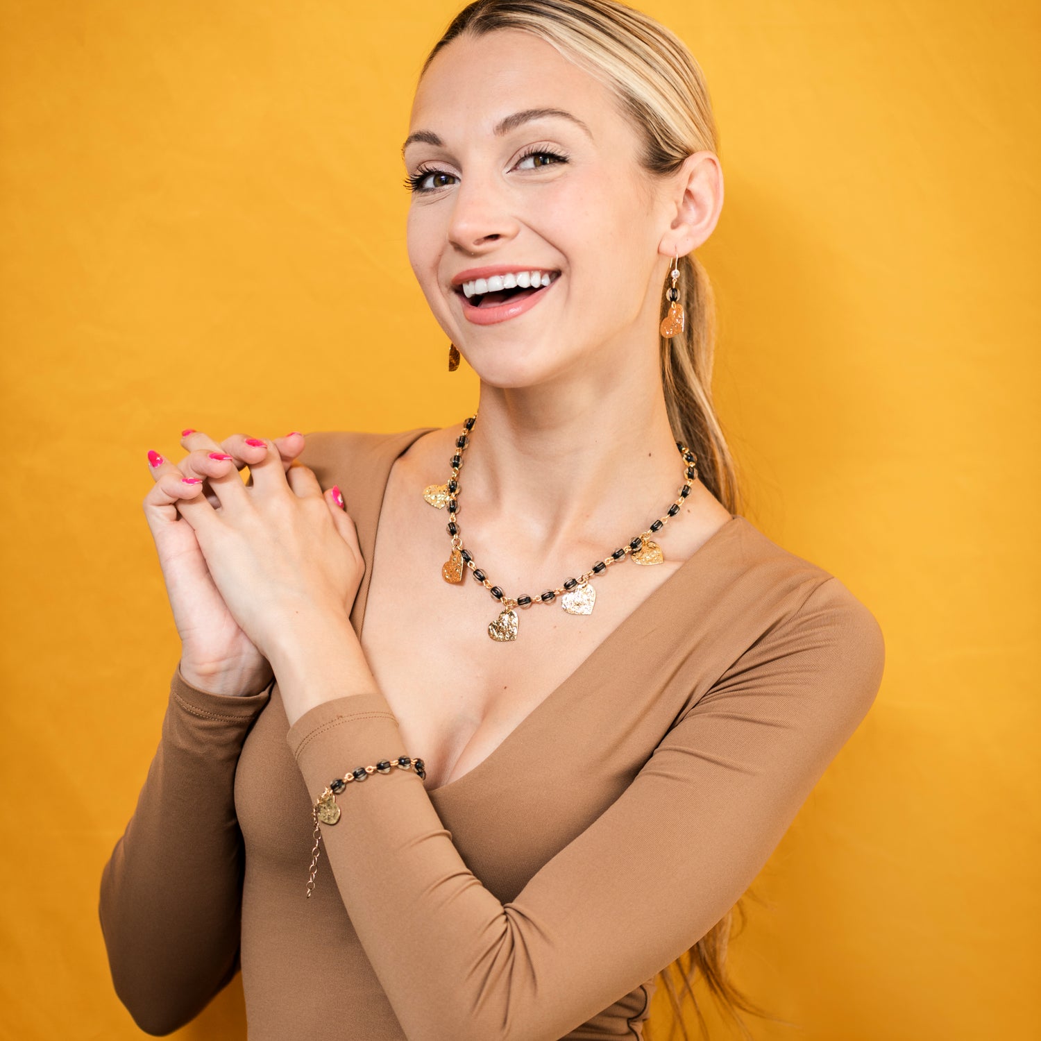 Midnight Gilded Hearts Amelia Necklace