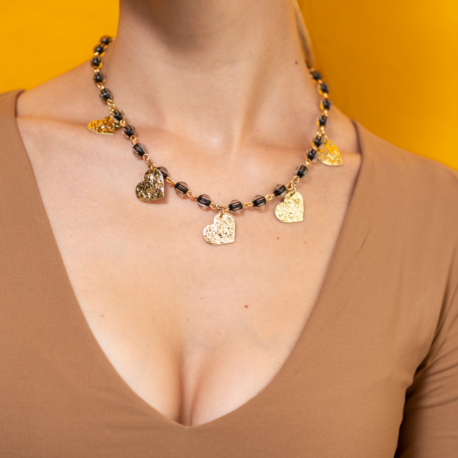 Midnight Gilded Hearts Amelia Necklace