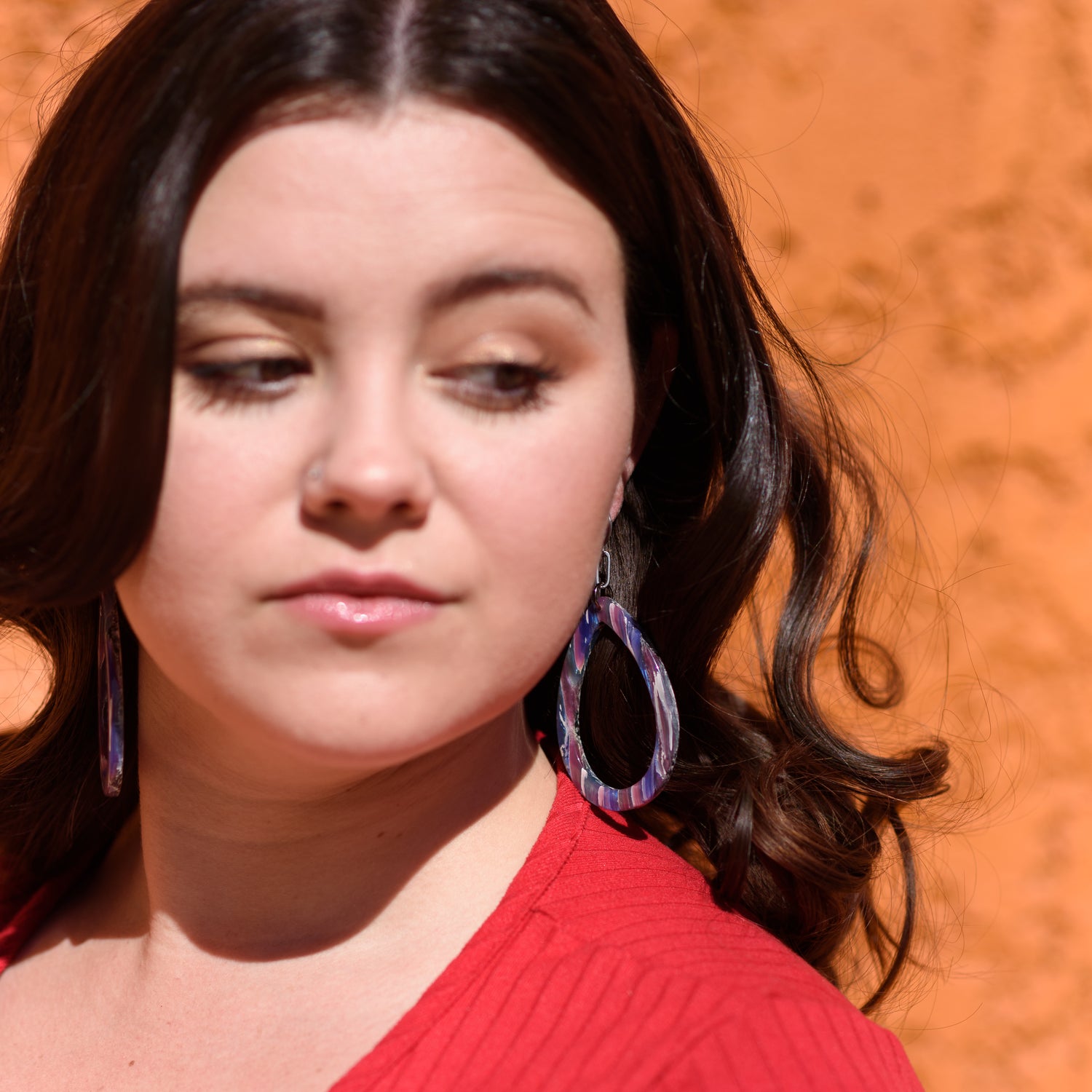 Grey Aurora Borealis Muted Teardrop Drop Earrings