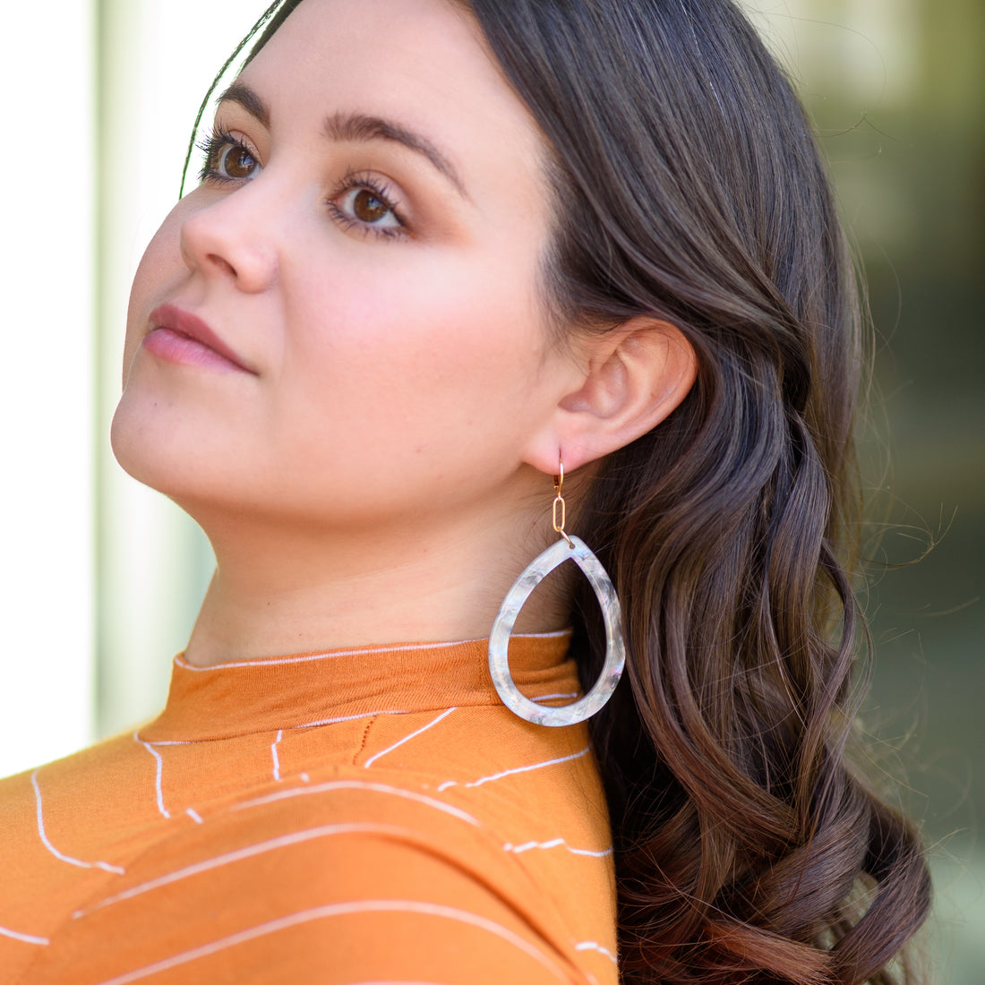 Grey Aurora Borealis Muted Teardrop Drop Earrings