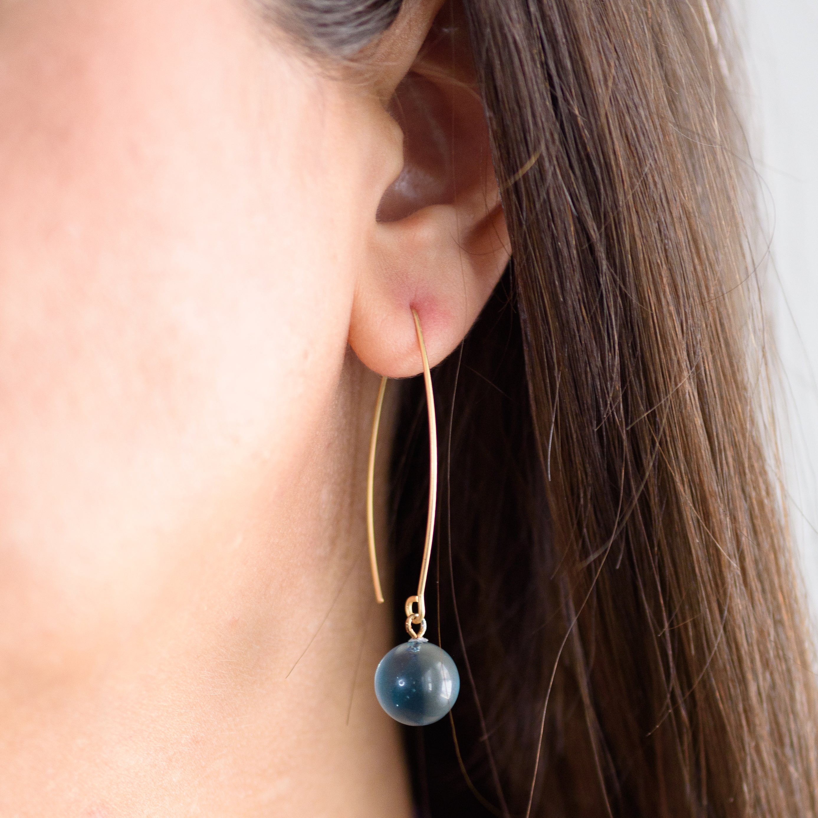 Aquamarine Lucite Marbled Raindrop Earrings