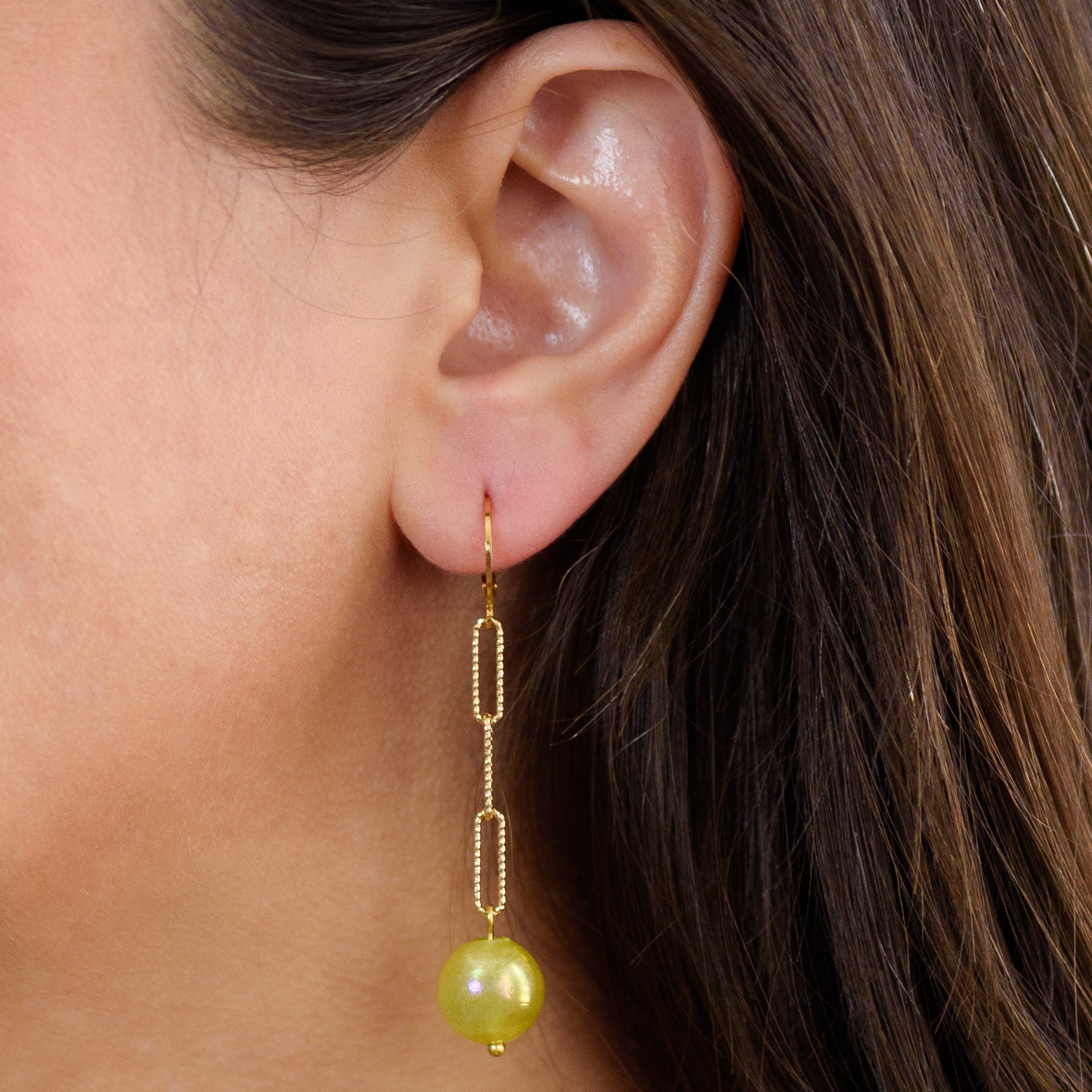 Chartreuse Aurora Chain Cuff Earrings