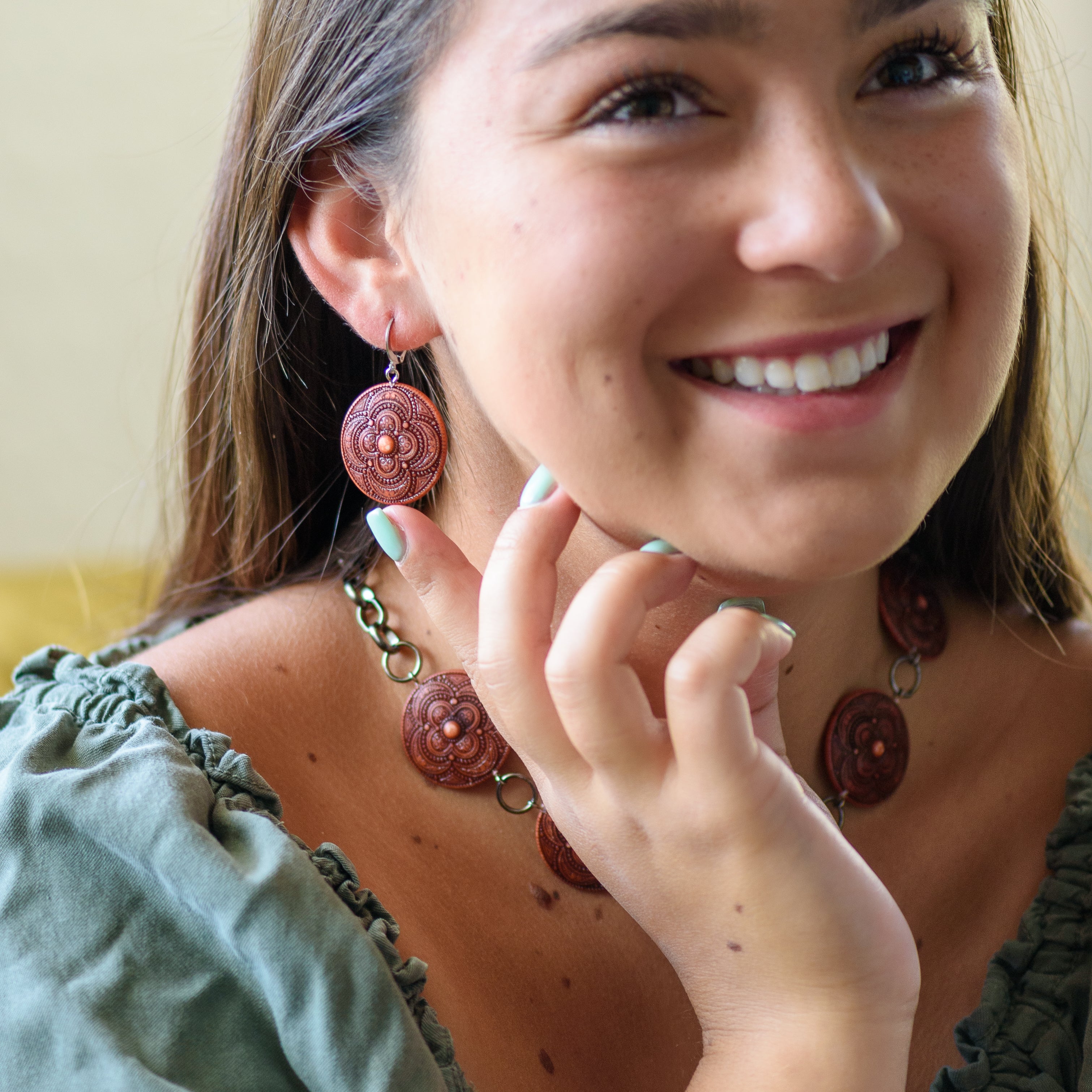 henna drop earrings