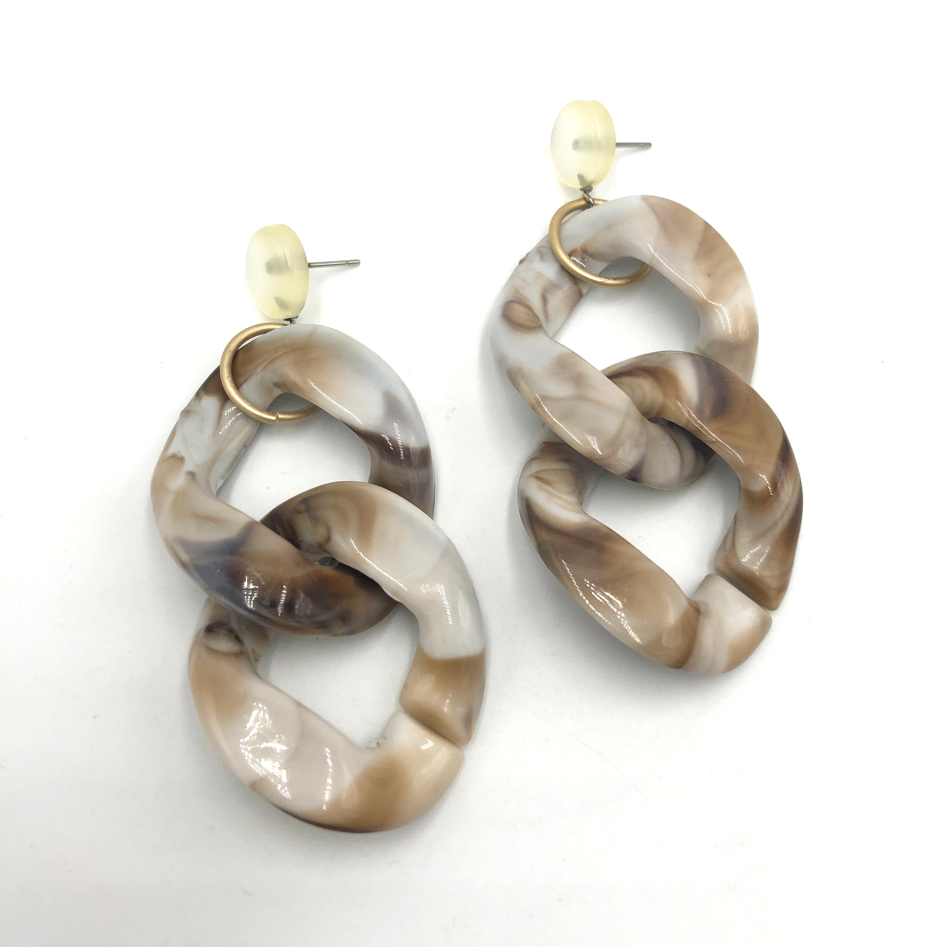 Marbled Cream Chain Earrings