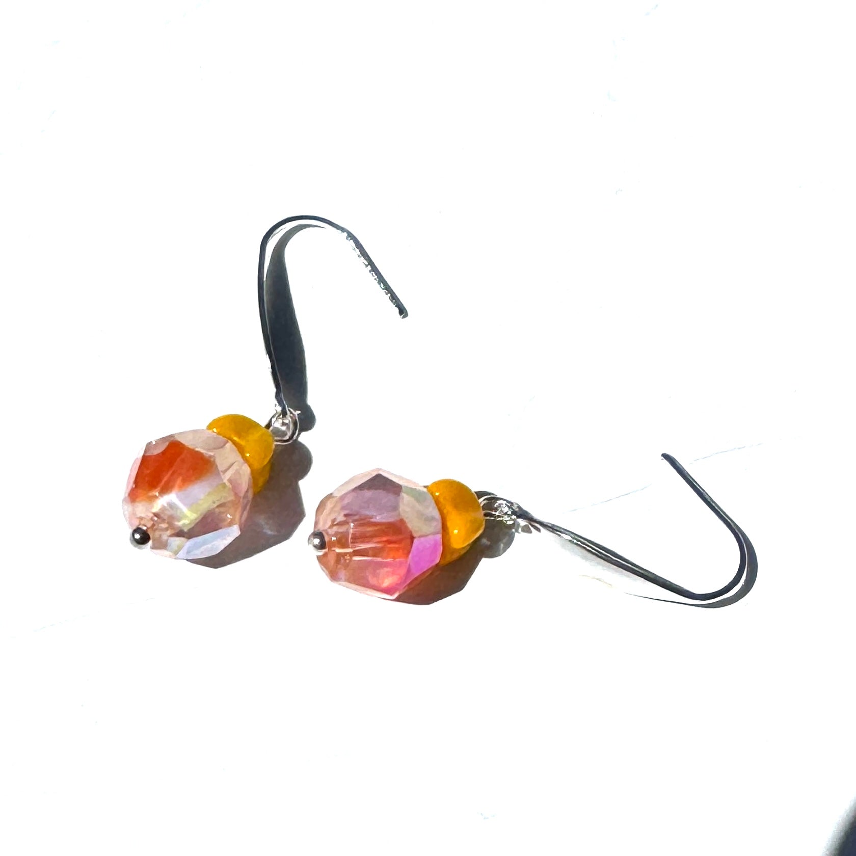Orange Marigold Givre’ Glass Drop Earrings