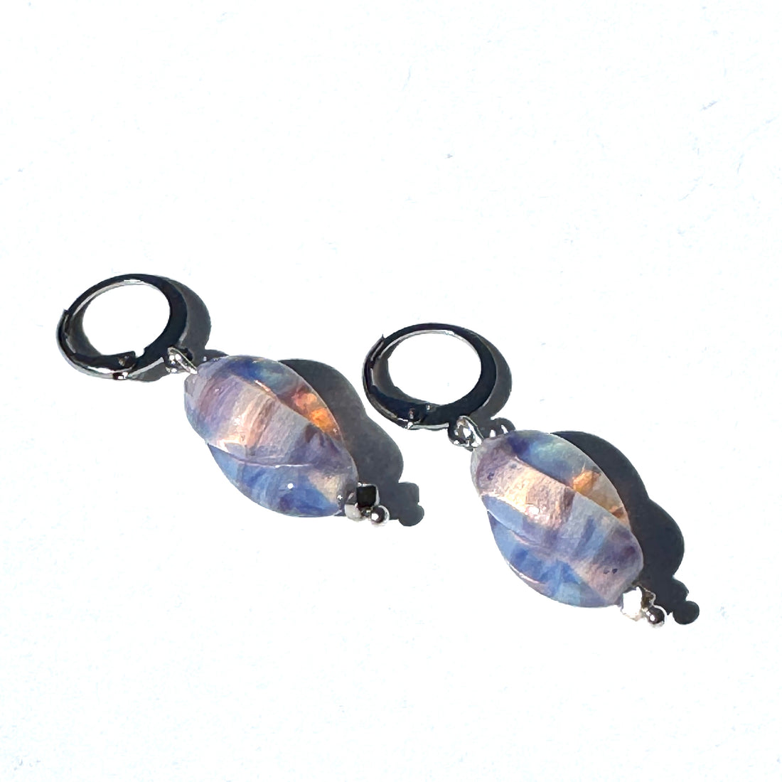 Vintage Japanese Opal Twist Glass Drop Earrings
