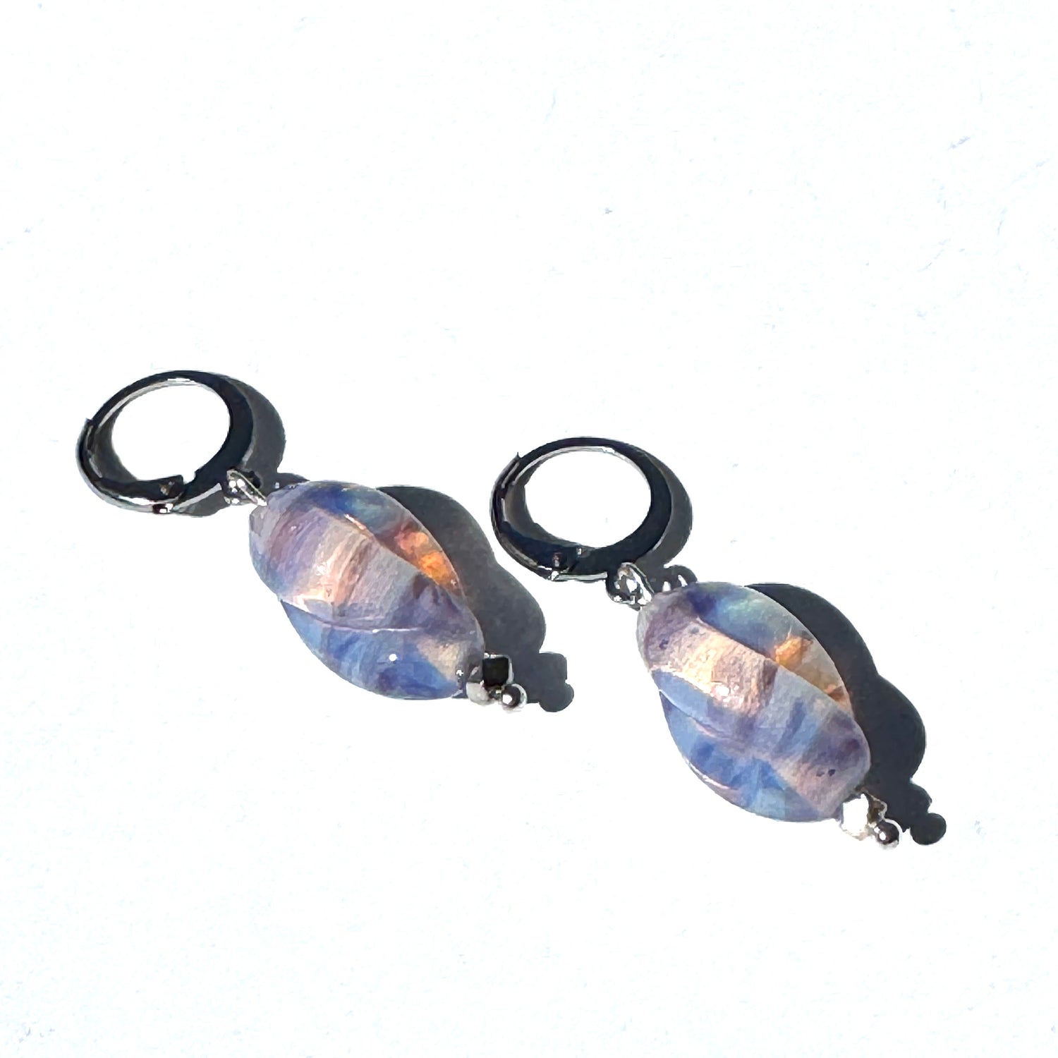 Vintage Japanese Opal Twist Glass Drop Earrings