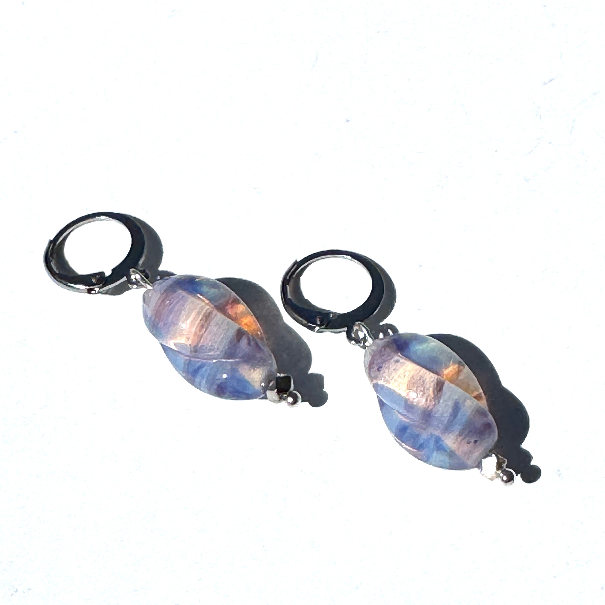 Vintage Japanese Opal Twist Glass Drop Earrings