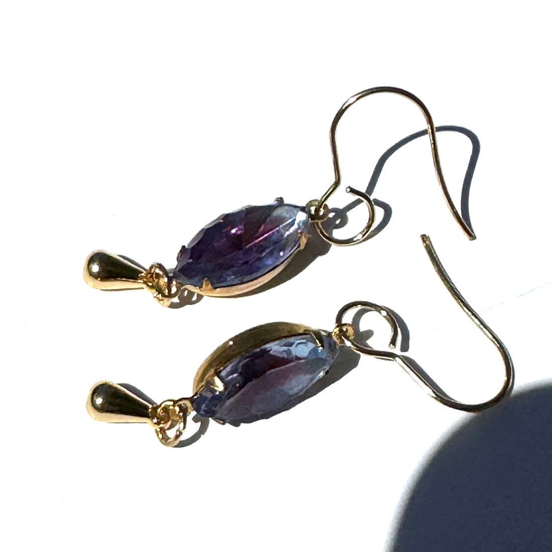 Vintage Violet 2 Tone Glass Drop Earrings