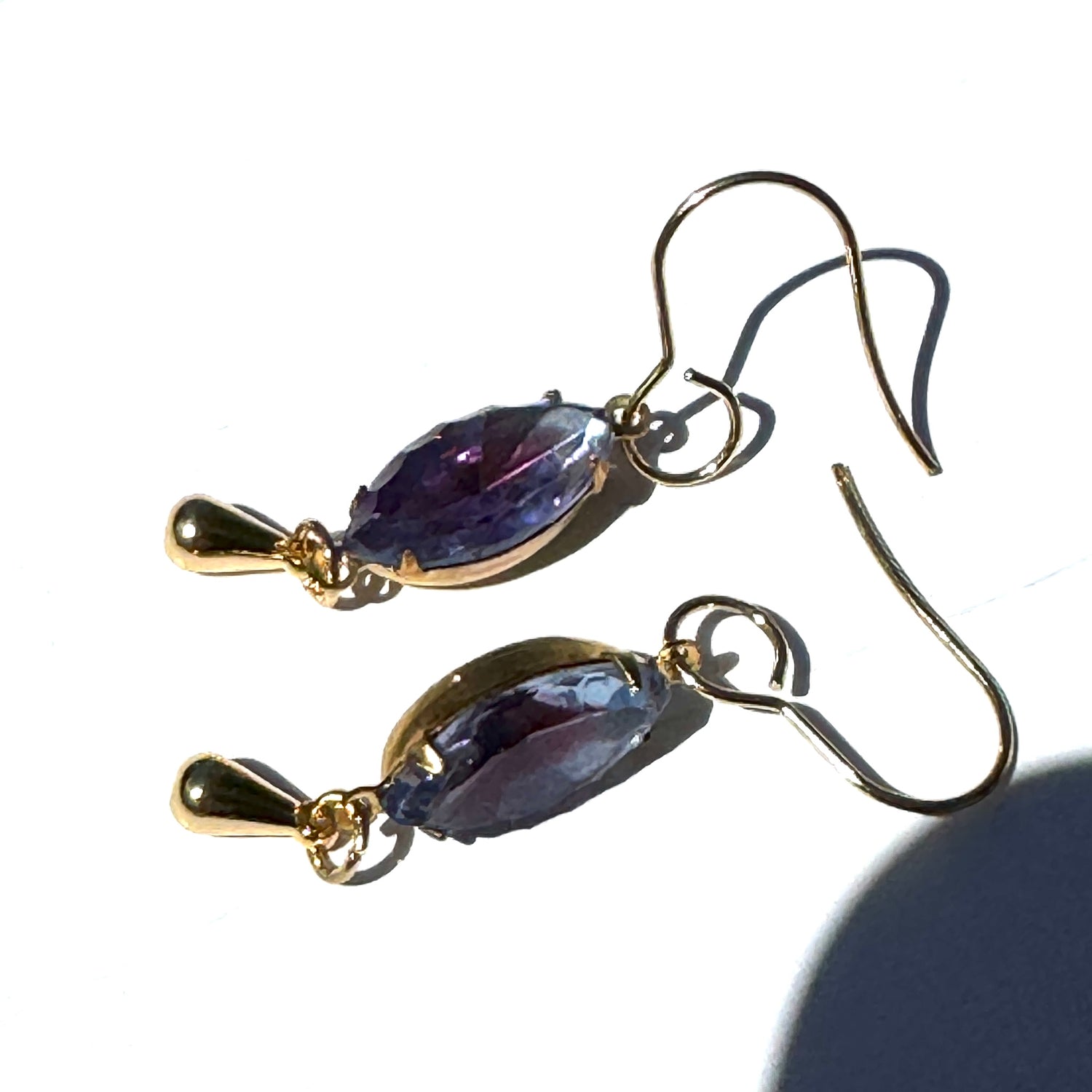Vintage Violet 2 Tone Glass Drop Earrings