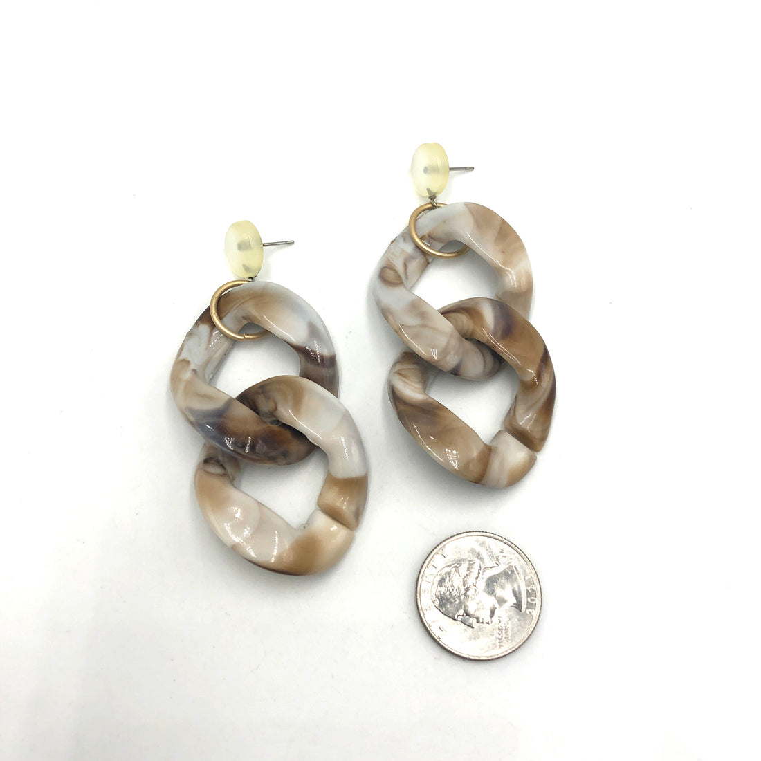 Marbled Cream Chain Earrings