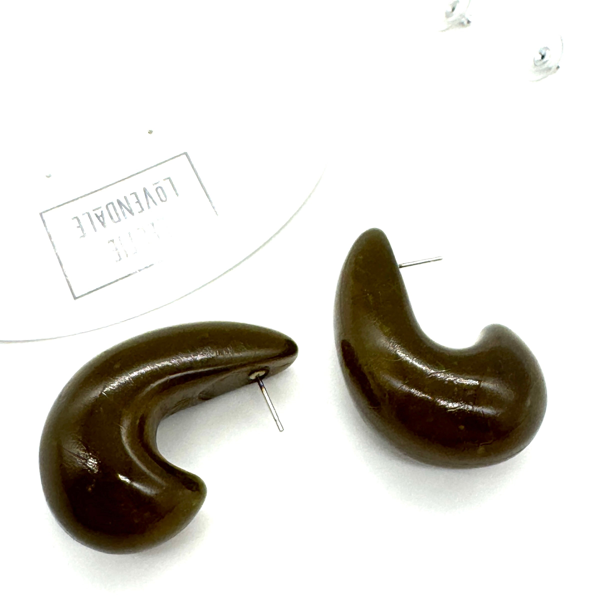 Chunky Deep Jade Speckled Hoop Stud Earrings