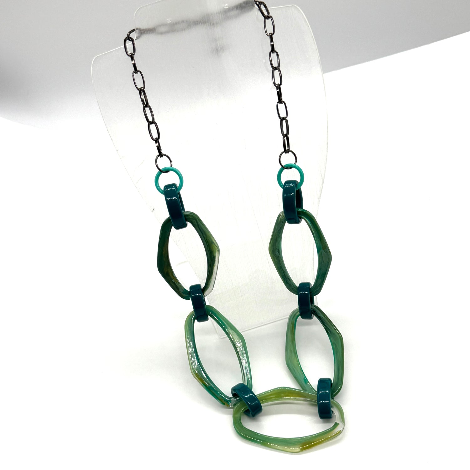 Sage &amp; Peacock Chunky Link Necklace