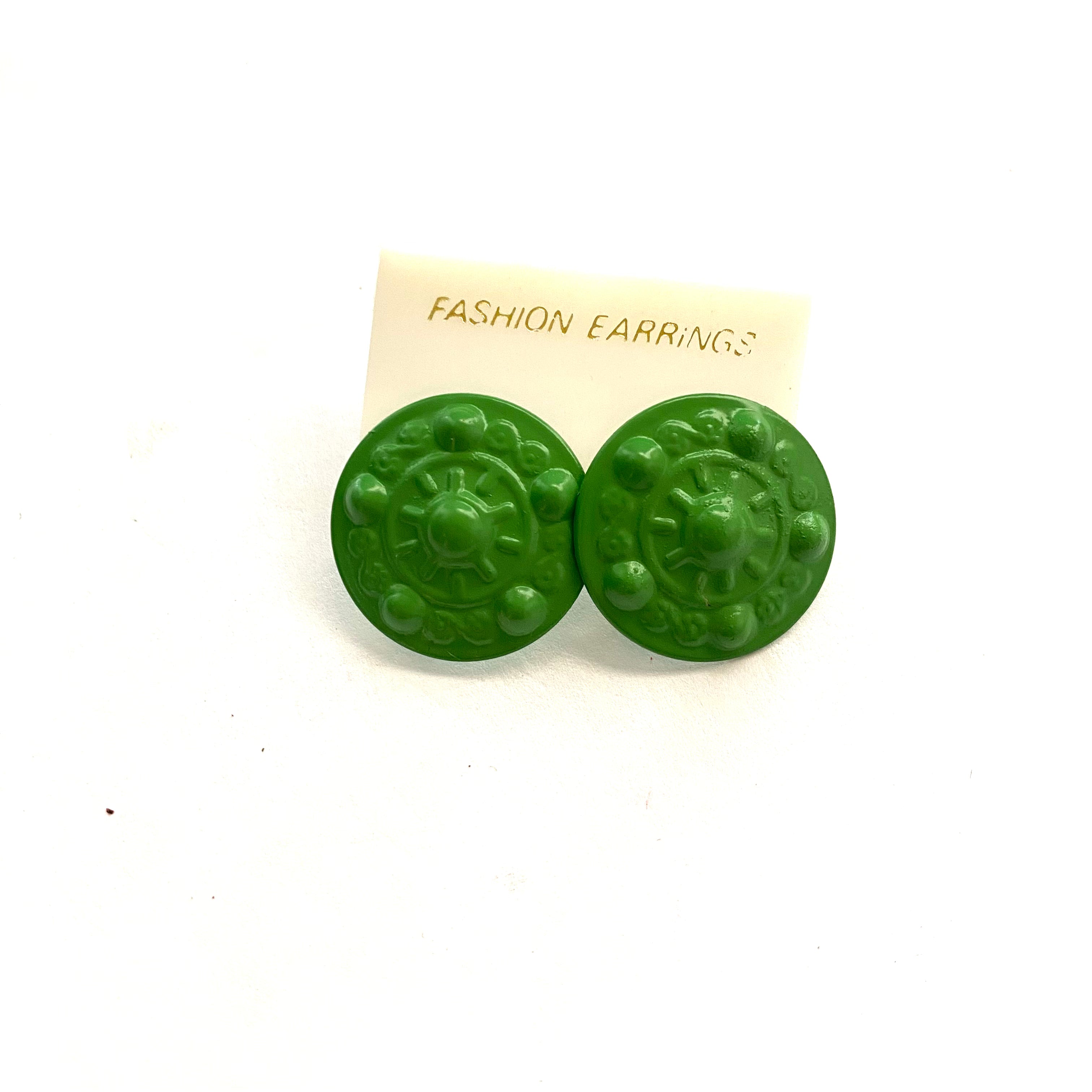 Green Sail Away Studs - Kooky Deadstock Earrings *Final Sale