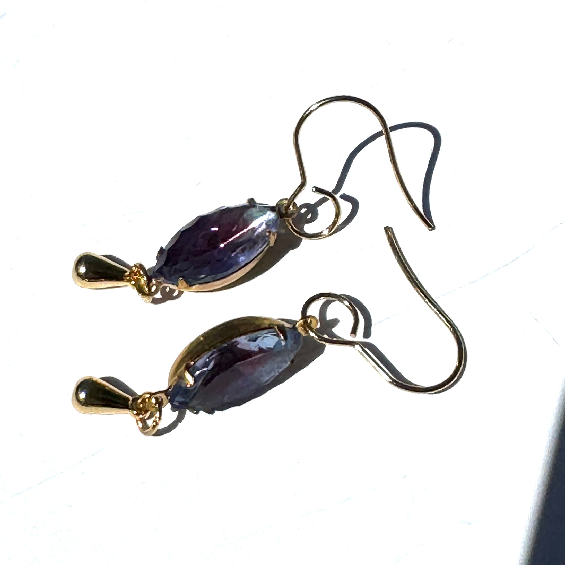 Vintage Violet 2 Tone Glass Drop Earrings