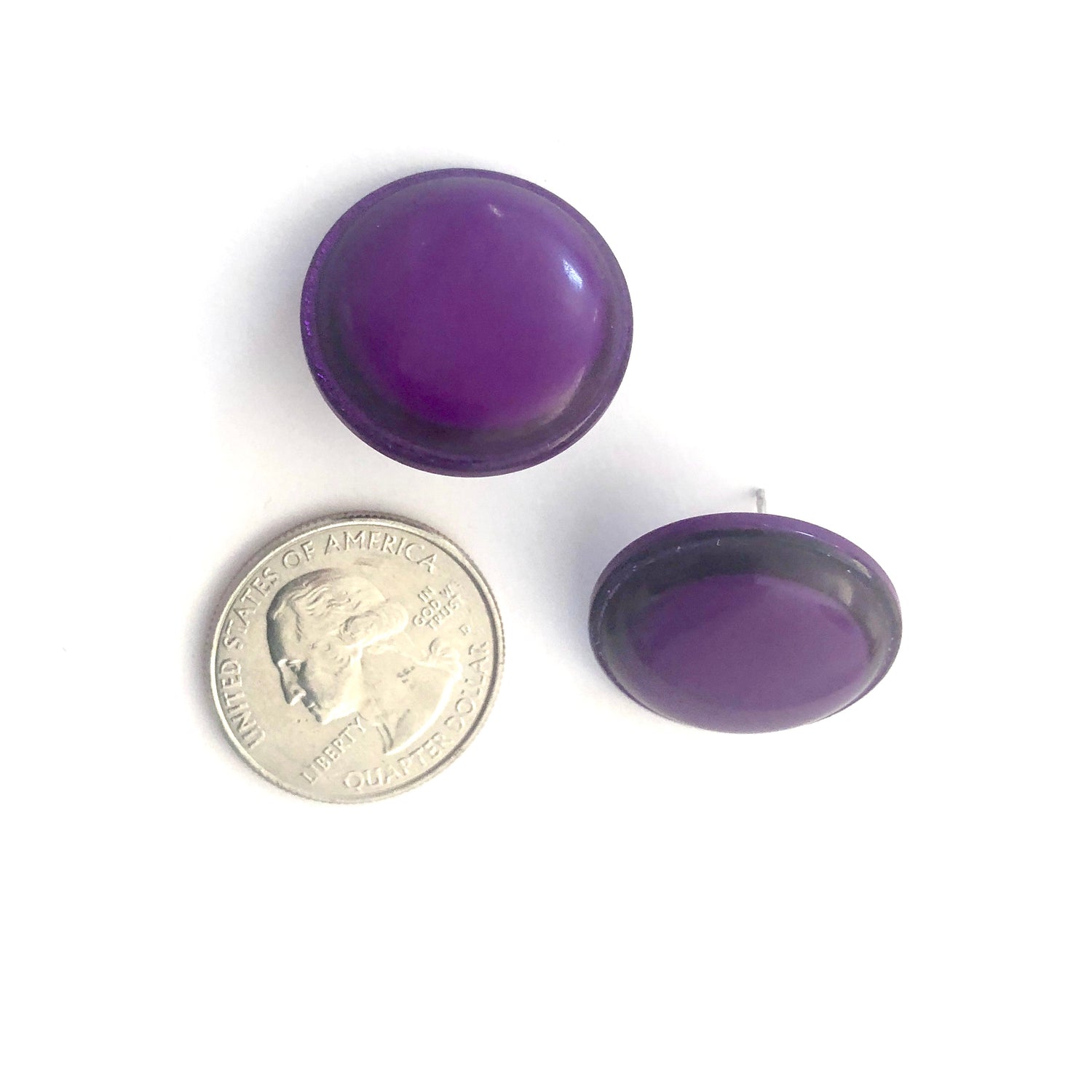 Glitter Resin Disc Stud Earrings