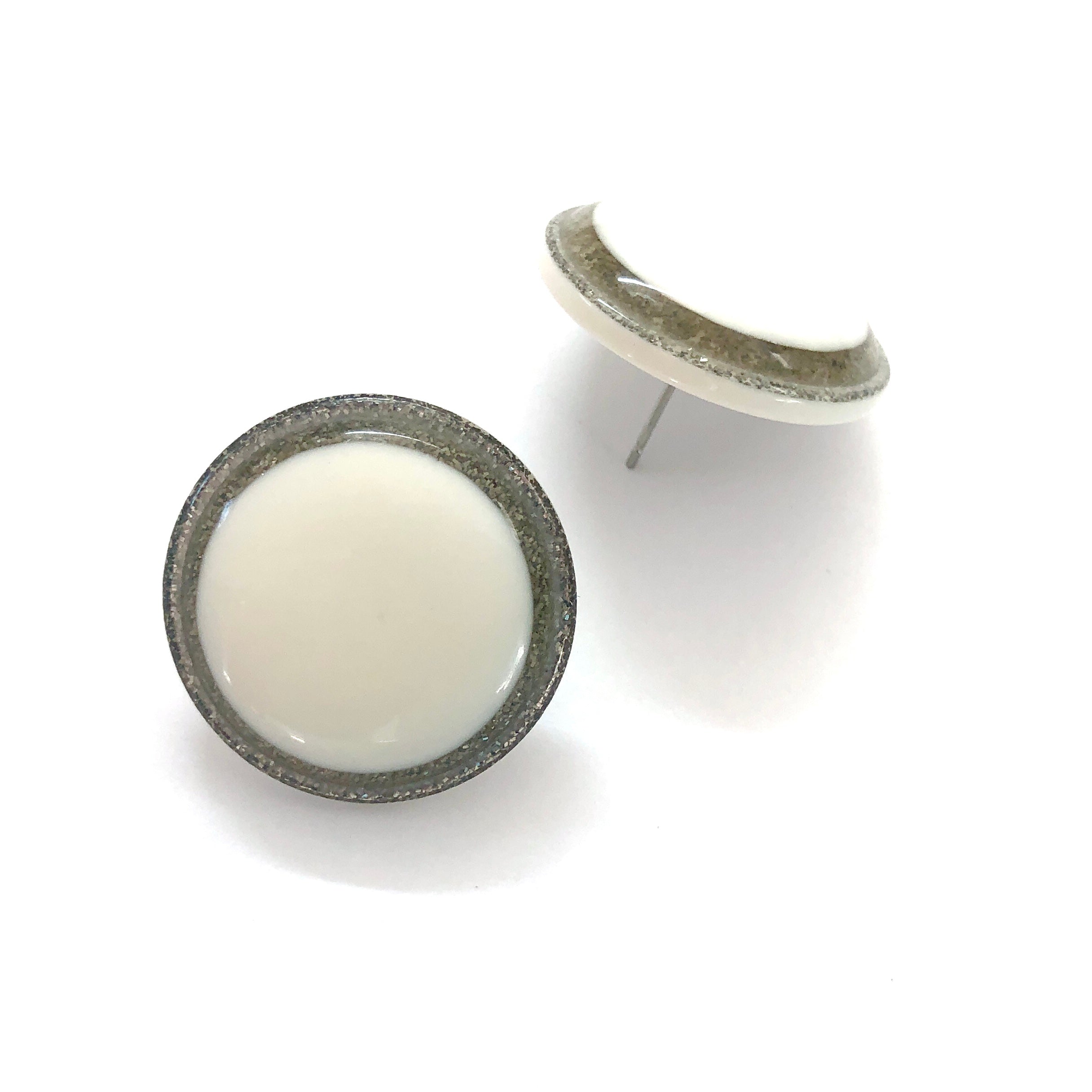 Glitter Resin Disc Stud Earrings