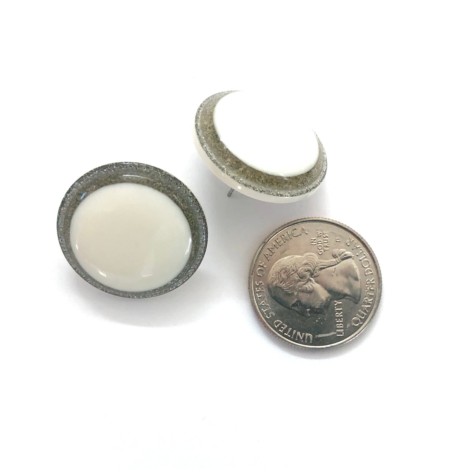 Glitter Resin Disc Stud Earrings