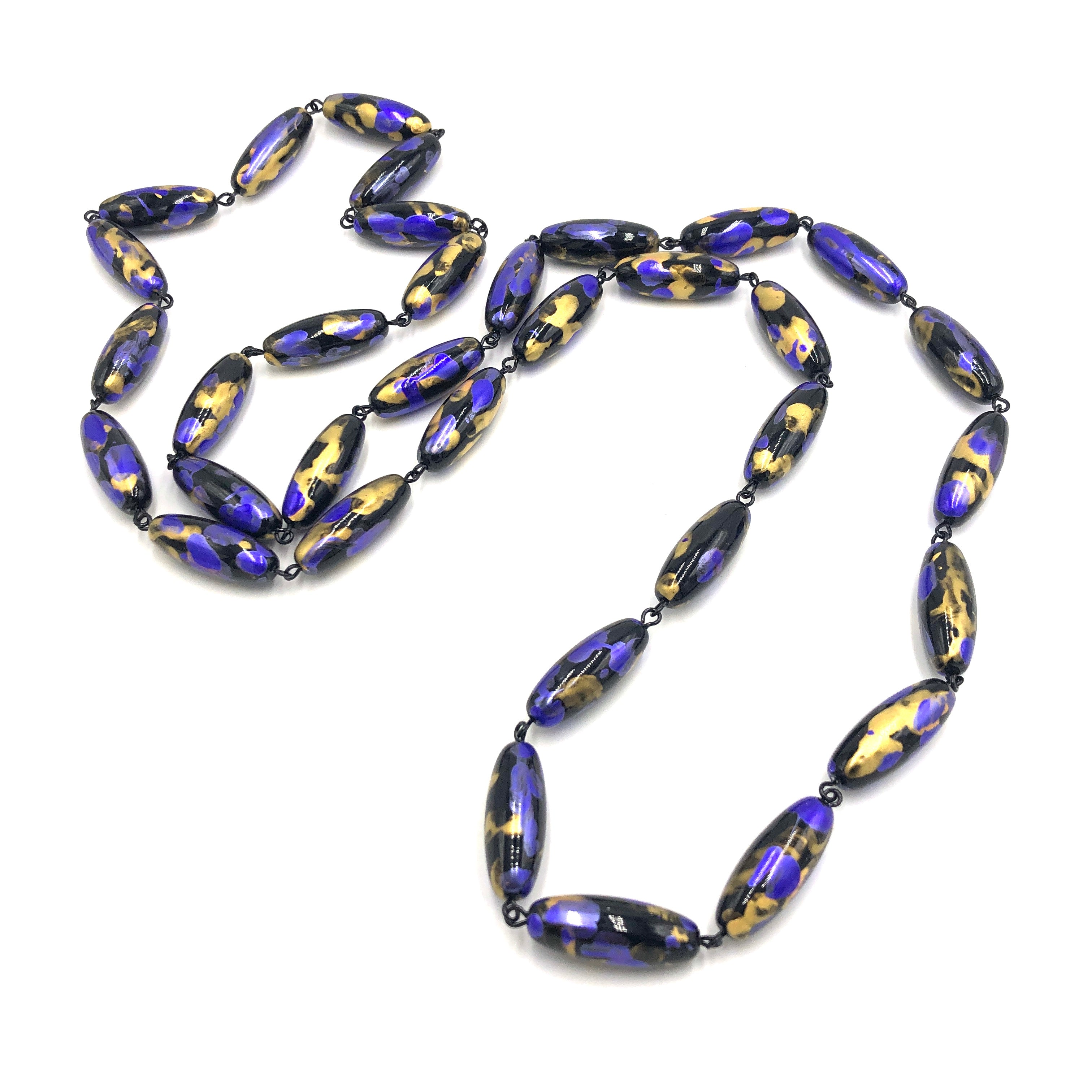 cobalt and gold beads